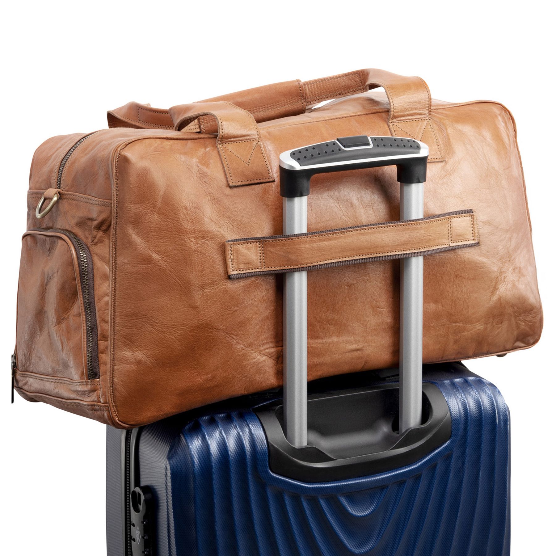 SID & VAIN Reisetasche mit Schuhfach echt Leder Weekender Handgepäck Sporttasche hellbraun BERLIN gross 50516