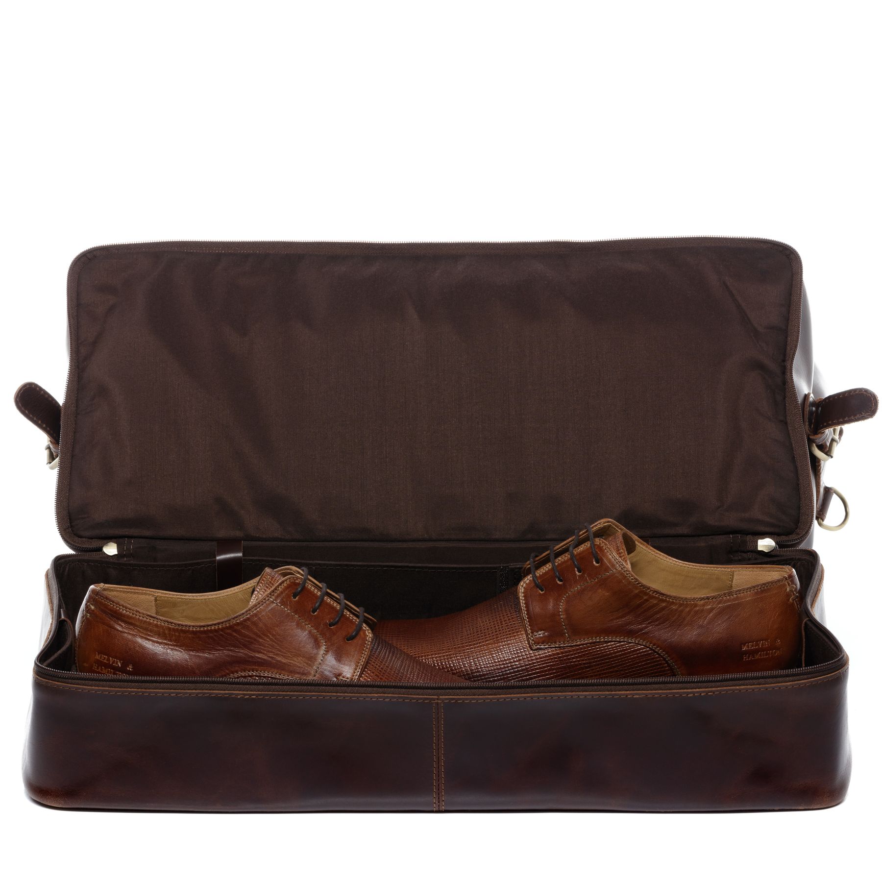 SID & VAIN Reisetasche Leder mit Schuhfach XL KINGSTON braun-cognac 16204