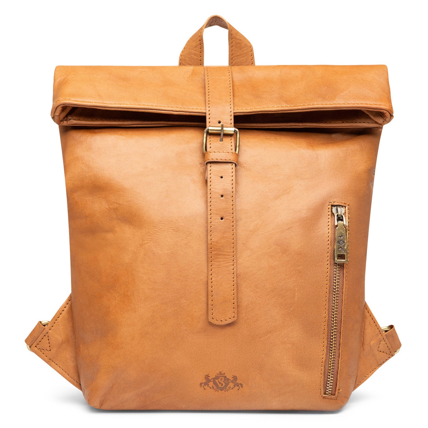 Rolltop Rucksack BRODY Glattleder hellbraun
