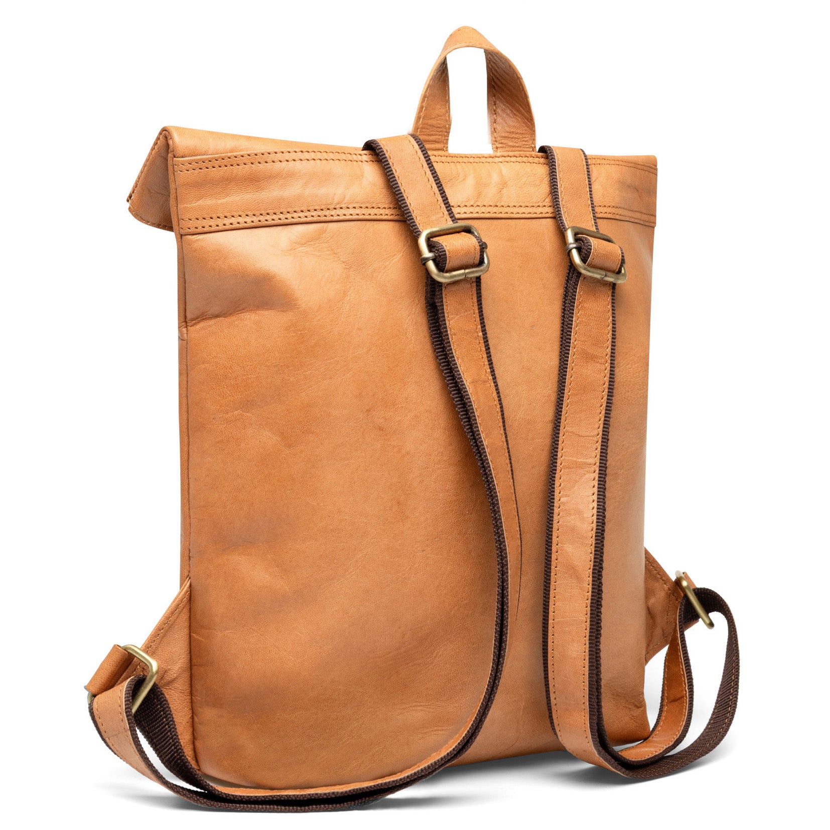 Rolltop Rucksack BRODY Glattleder hellbraun