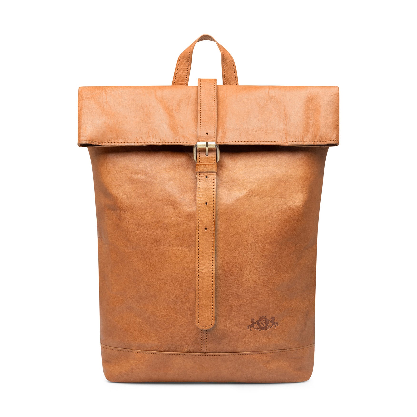 Rolltop Rucksack JAY Glattleder hellbraun