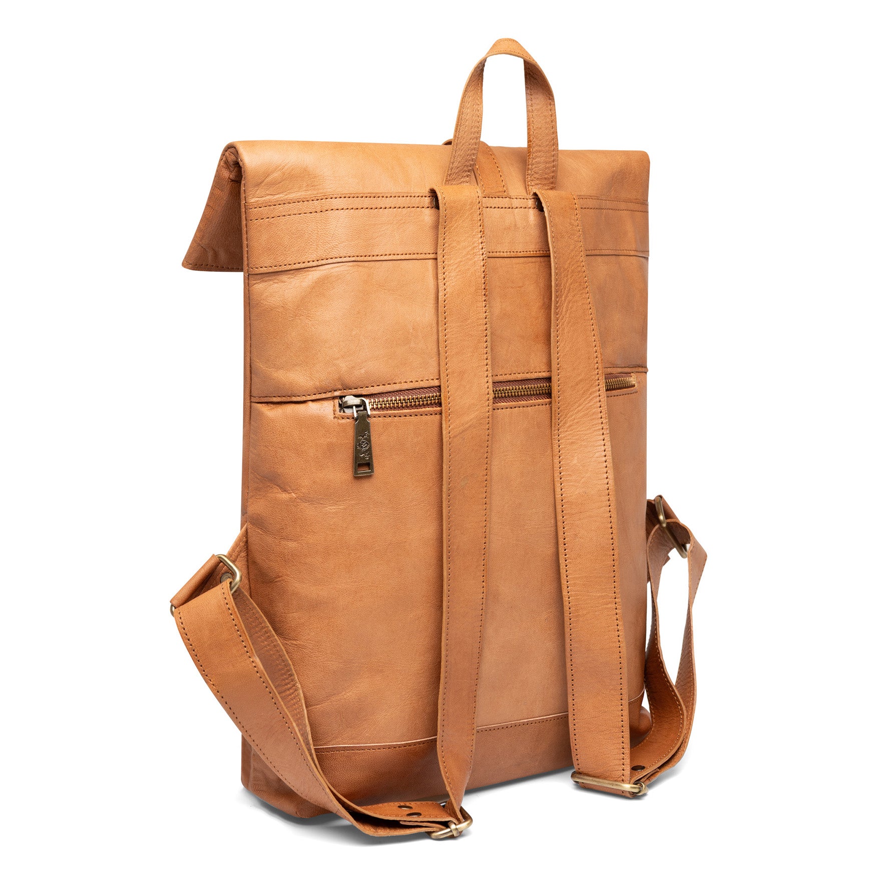 Rolltop Rucksack JAY Glattleder hellbraun