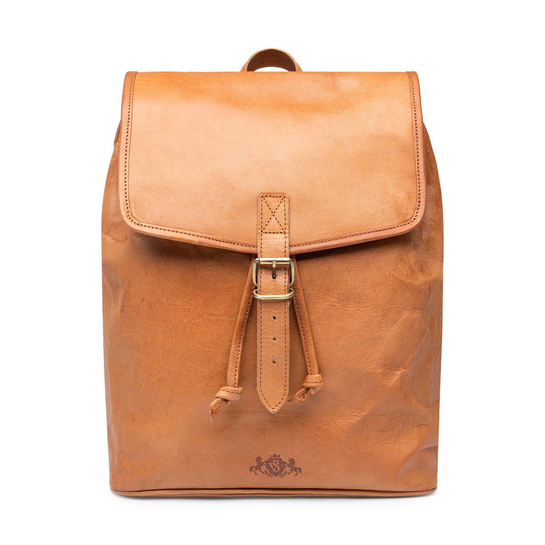 Rolltop Rucksack RAY Glattleder hellbraun