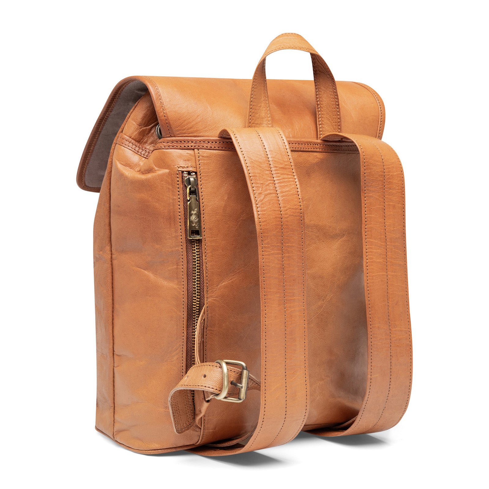 Rolltop Rucksack RAY Glattleder hellbraun
