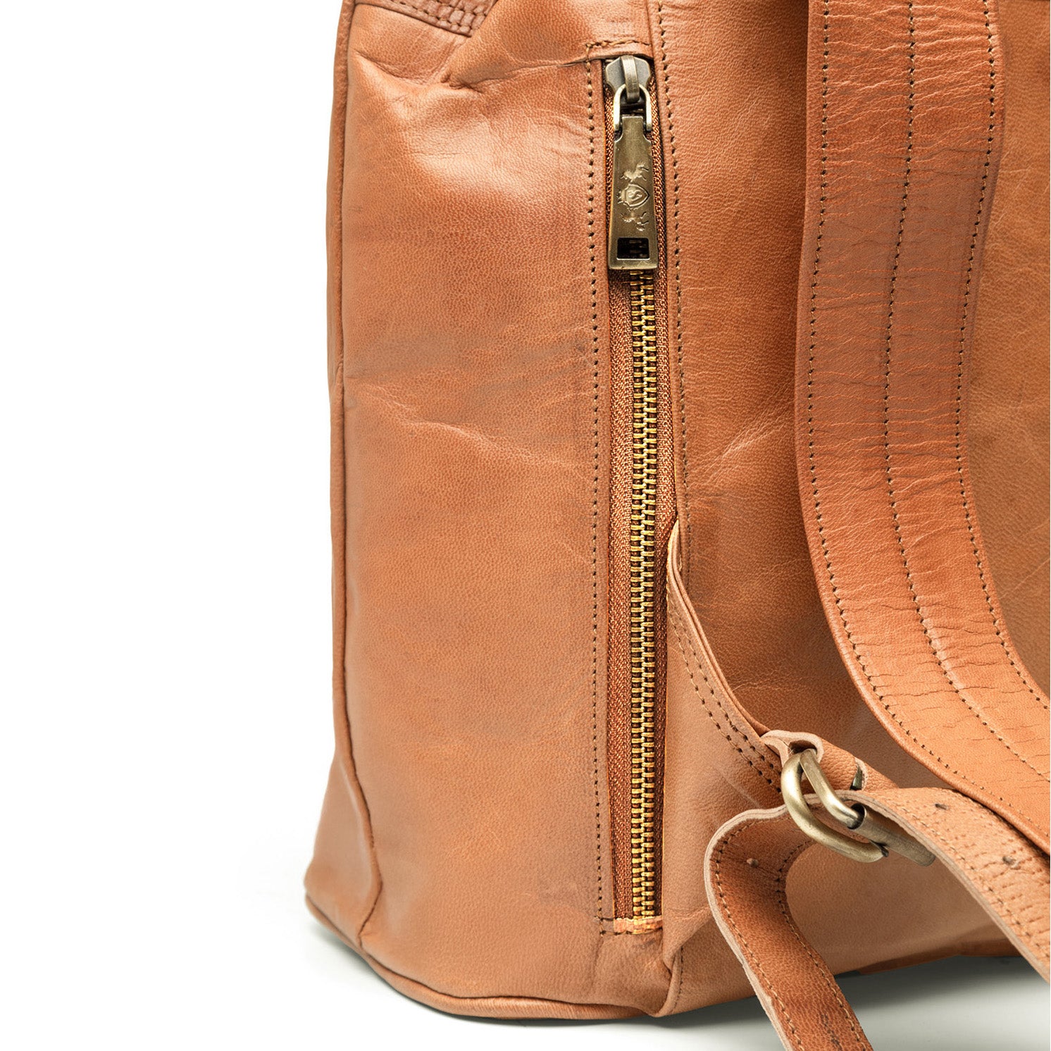 Rolltop Rucksack RAY Glattleder hellbraun