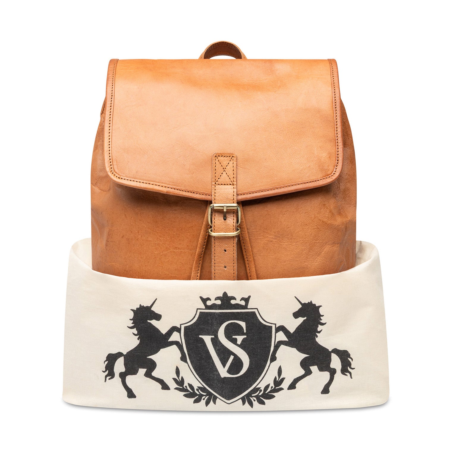 Rolltop Rucksack RAY Glattleder hellbraun