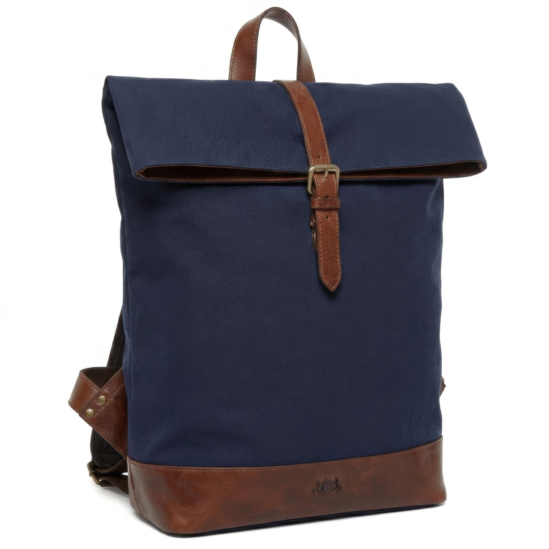 6058-SID & VAIN backpack-rolltop - L - H-93 - TATUM blue-brown CANVAS-PULL-UP-gallerie