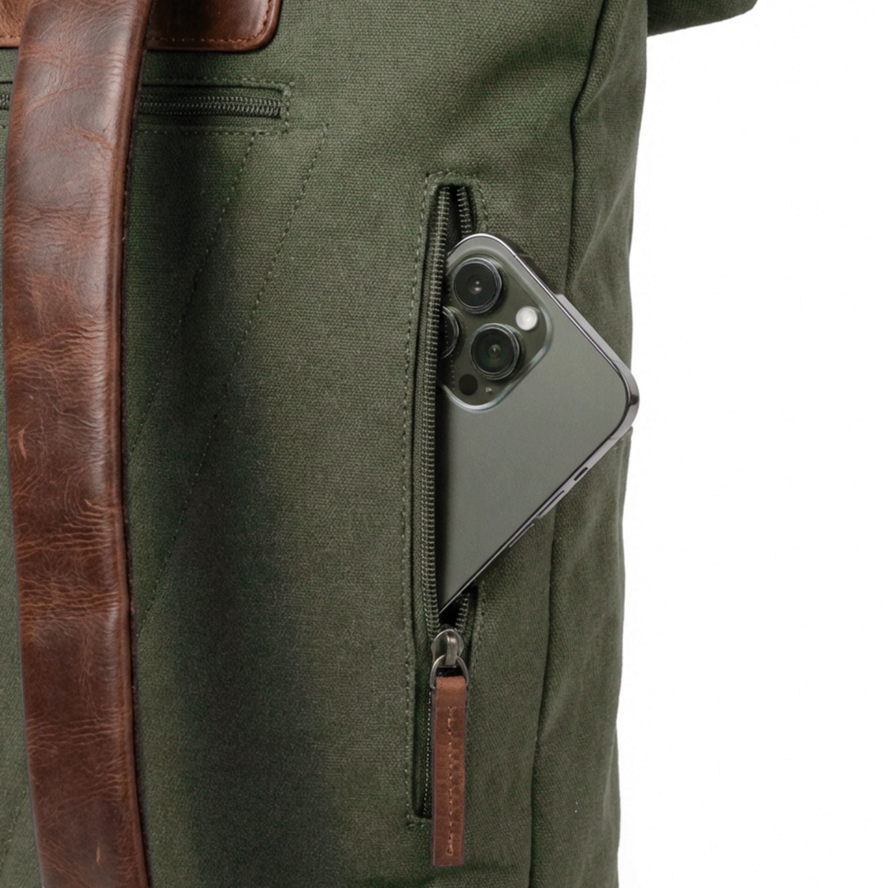 6059-SID & VAIN backpack-rolltop - L - H-93 - TATUM olive-brown CANVAS-PULL-UP-Detail-1