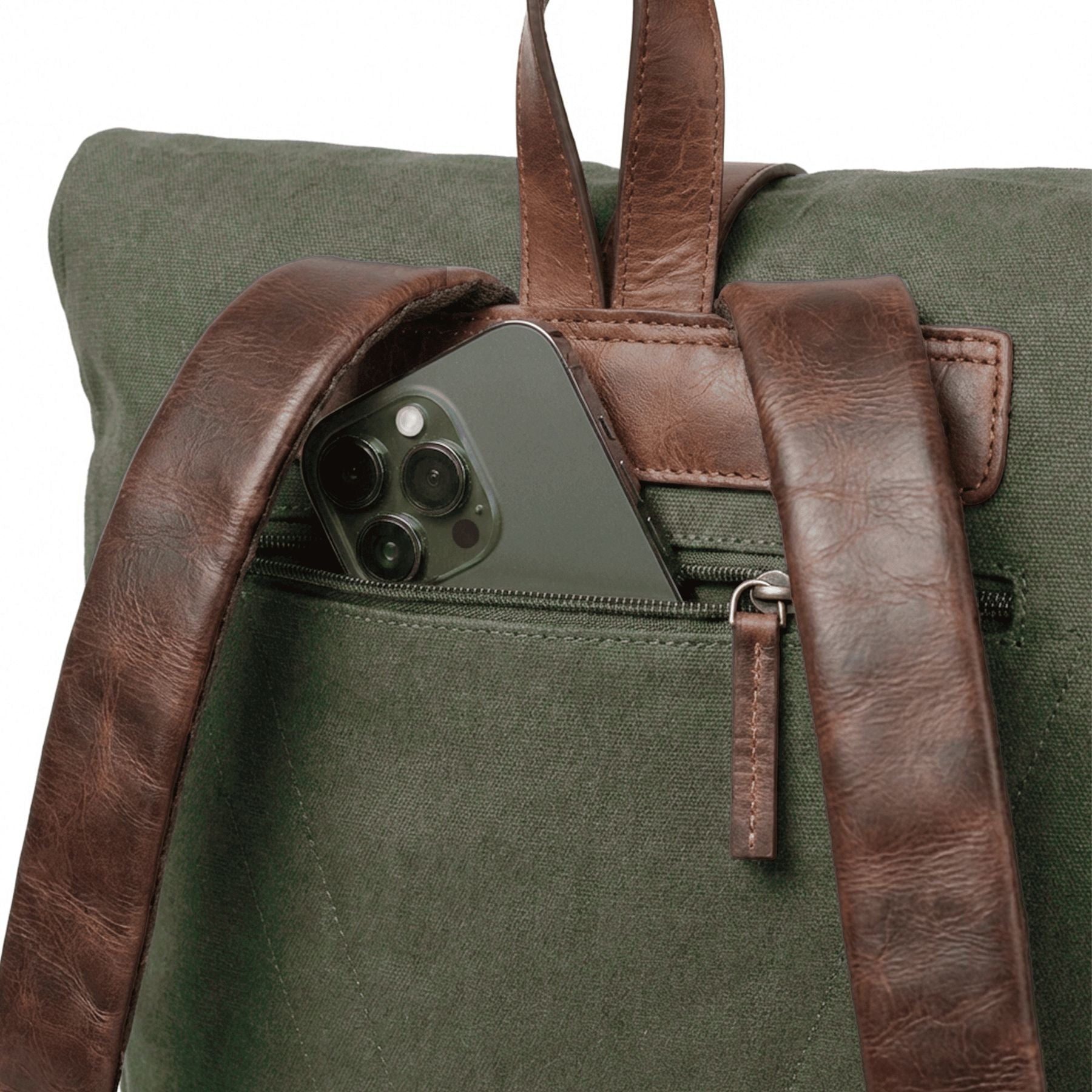 6059-SID & VAIN backpack-rolltop - L - H-93 - TATUM olive-brown CANVAS-PULL-UP-Detail-3