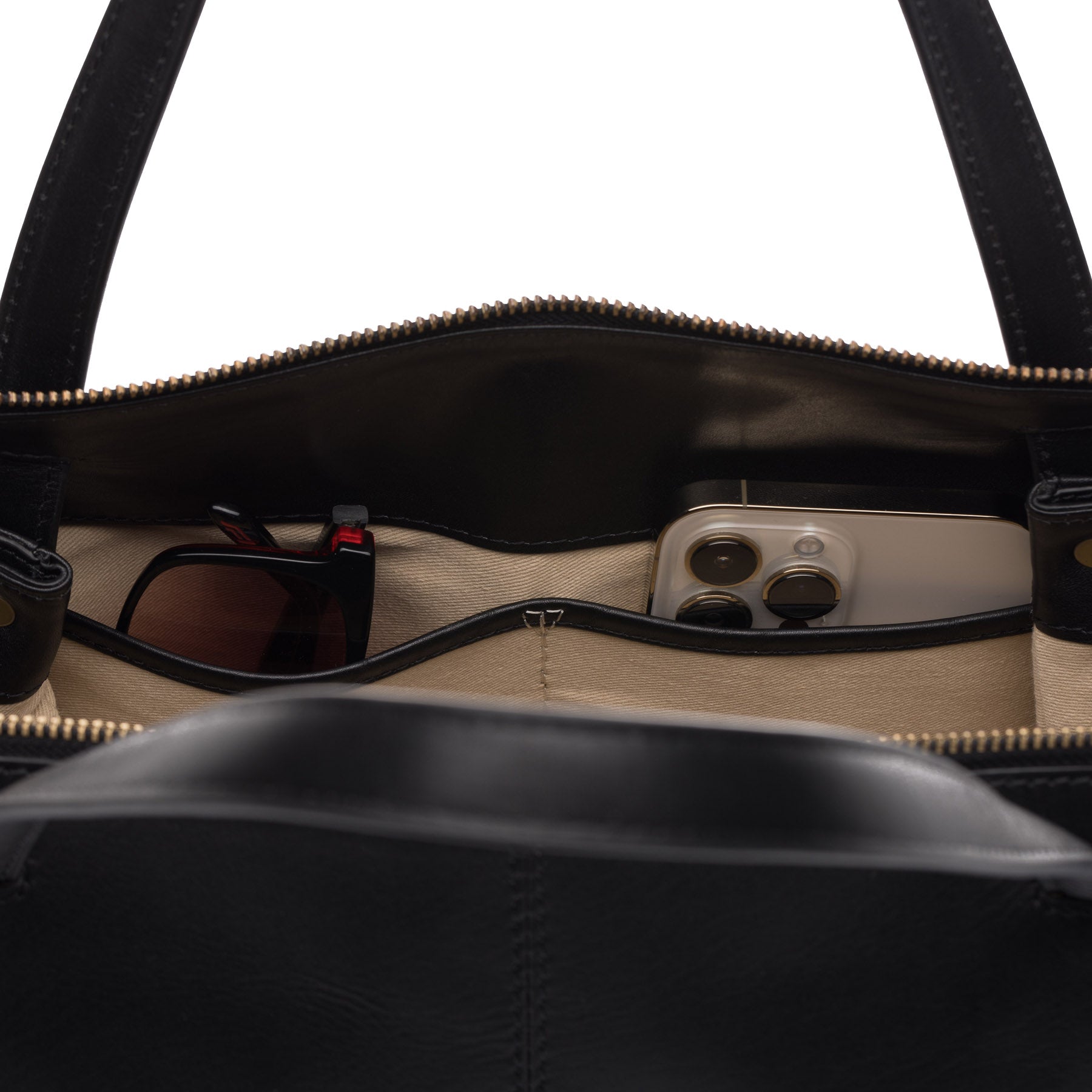 Schultertasche ATLANTA Glattleder braun