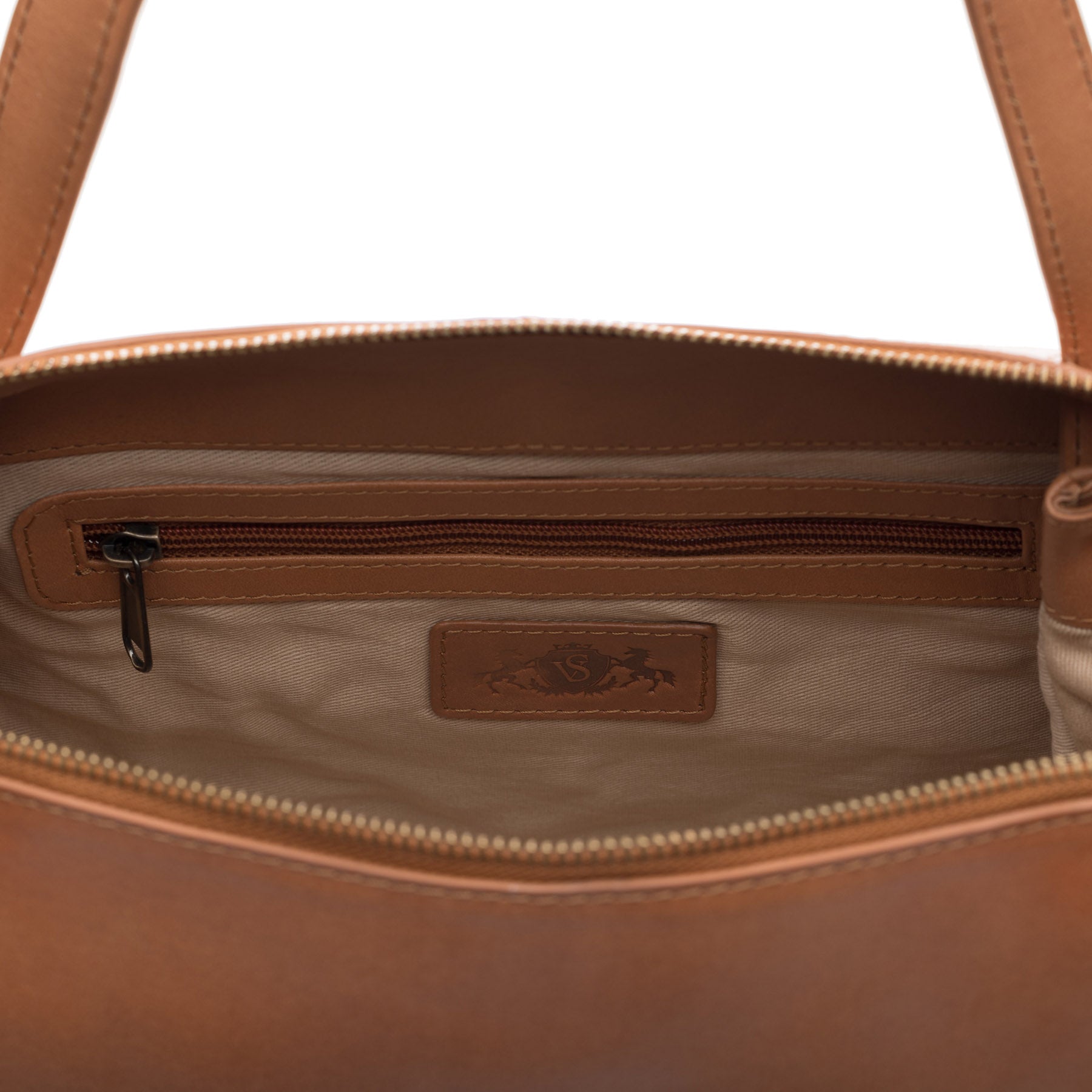 Schultertasche ATLANTA Glattleder braun
