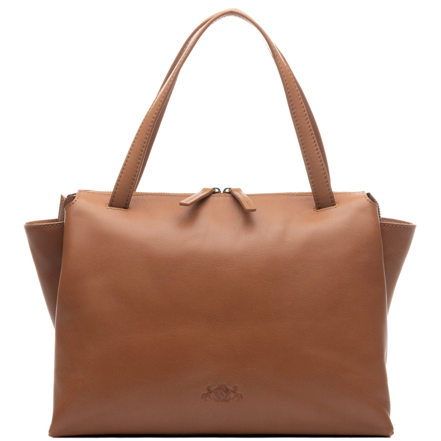 Schultertasche ATLANTA Glattleder braun