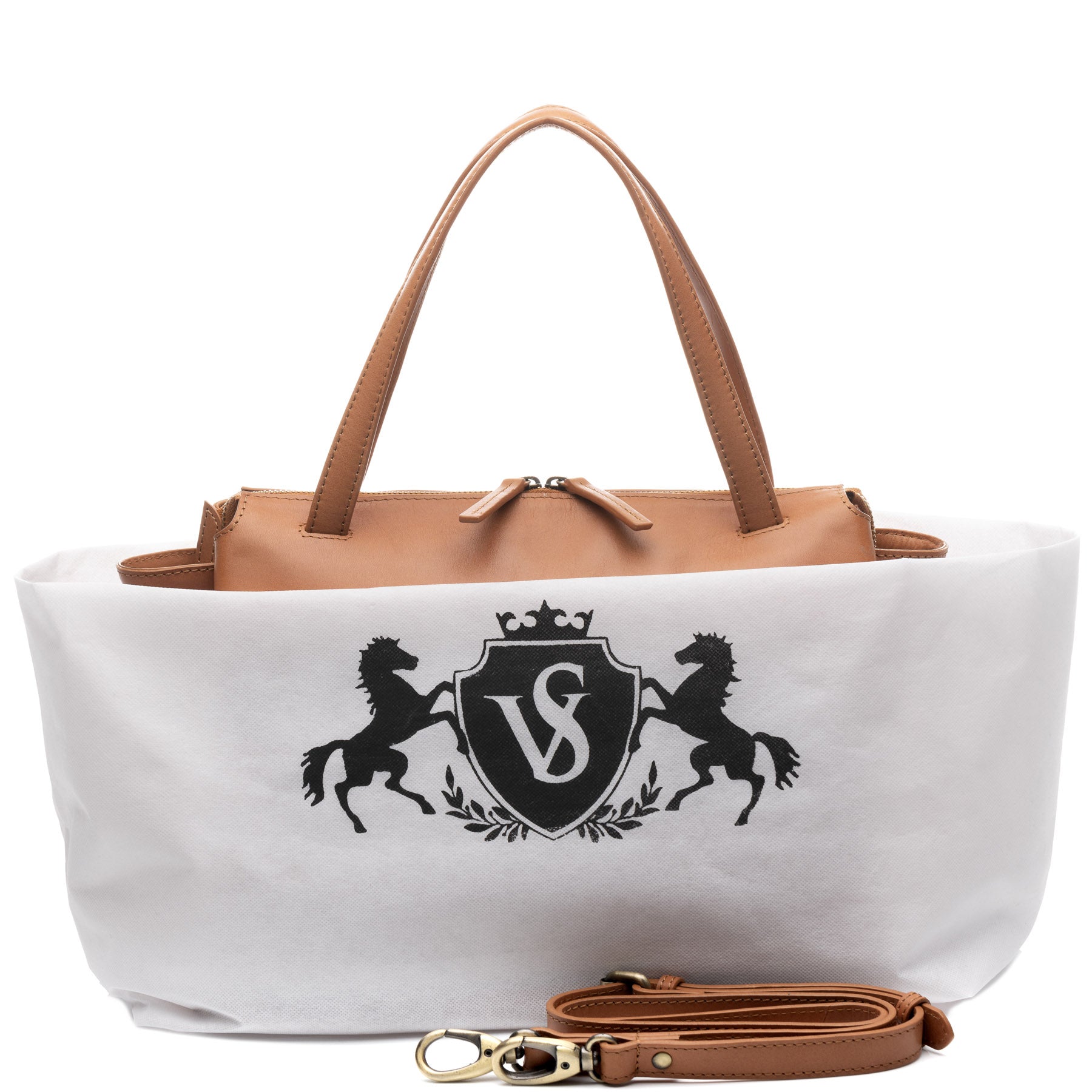 Schultertasche ATLANTA Glattleder braun