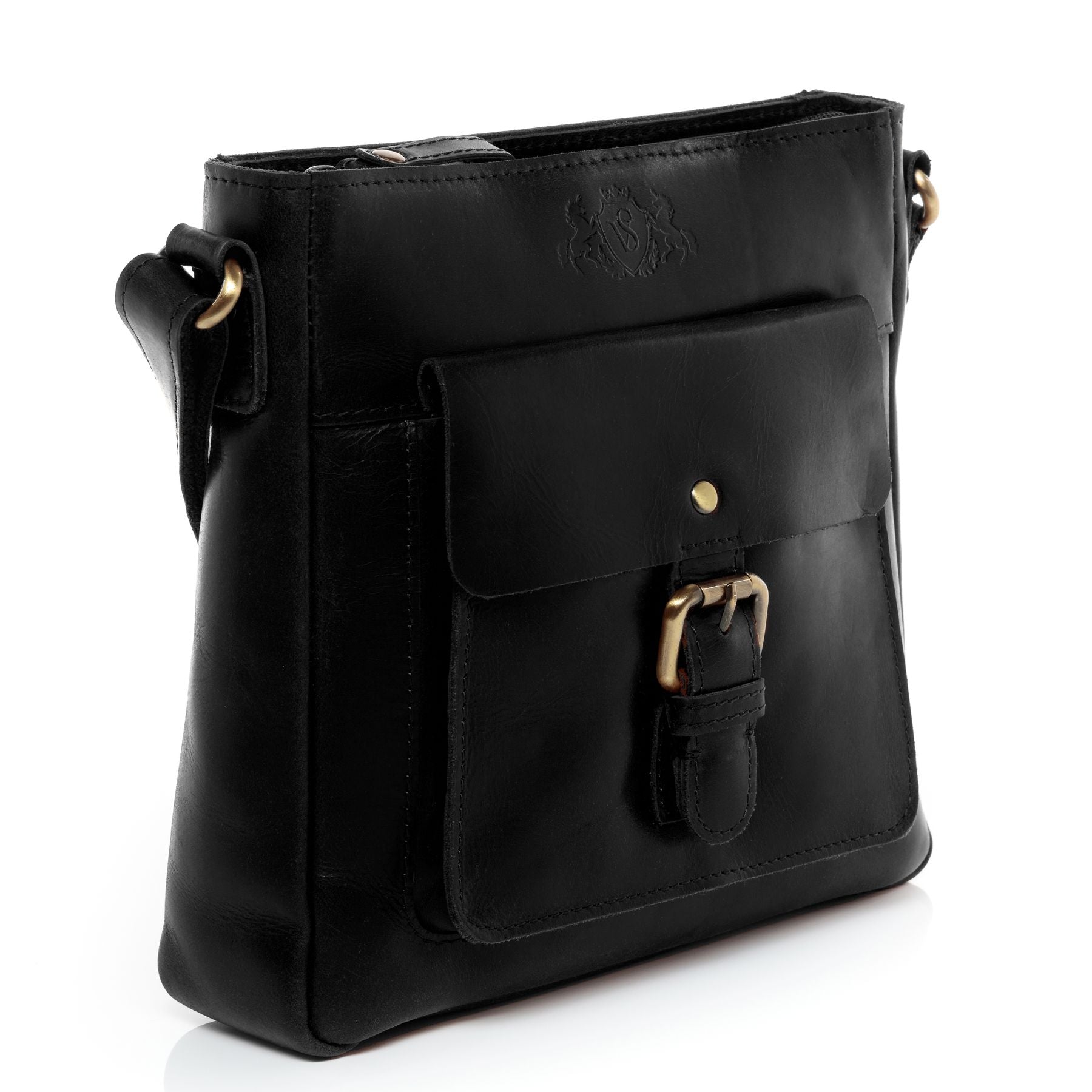 SID & VAIN Schultertasche Leder & Umhängetasche Leder klein YALE schwarz 22564