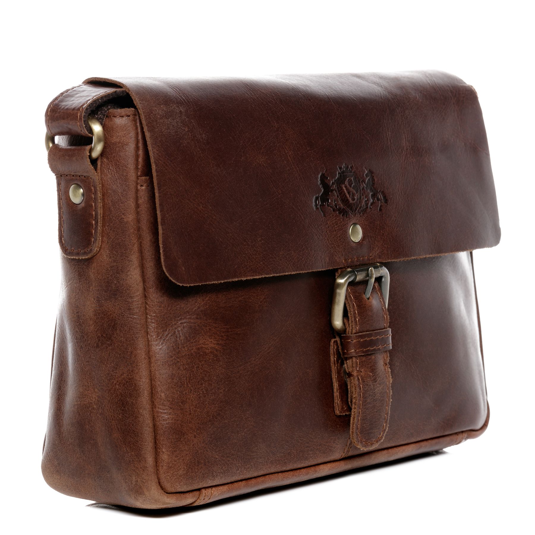 SID & VAIN Messenger Bag Leder klein YALE braun-cognac 15292