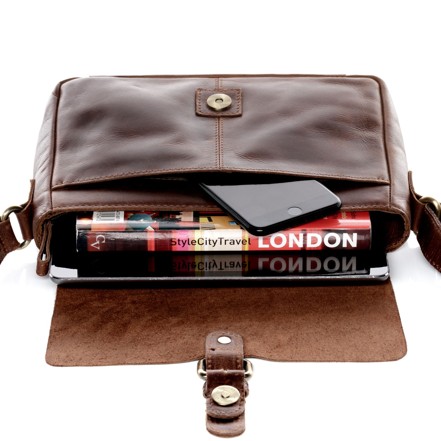 SID & VAIN Messenger Bag Leder klein YALE braun-cognac 15295