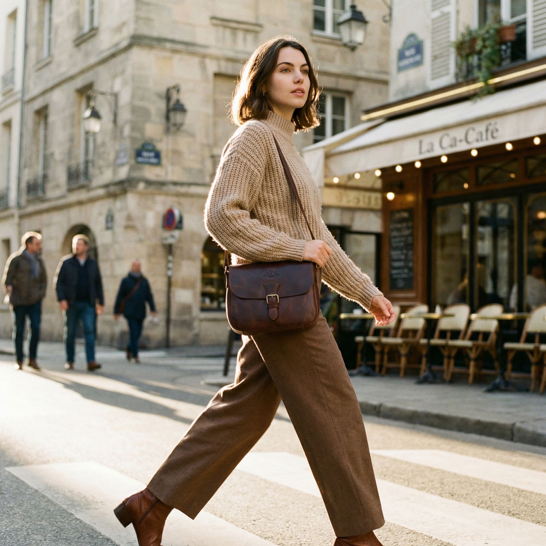SID & VAIN Schultertasche YALE braun-cognac In Use #farbe_brown-Cognac