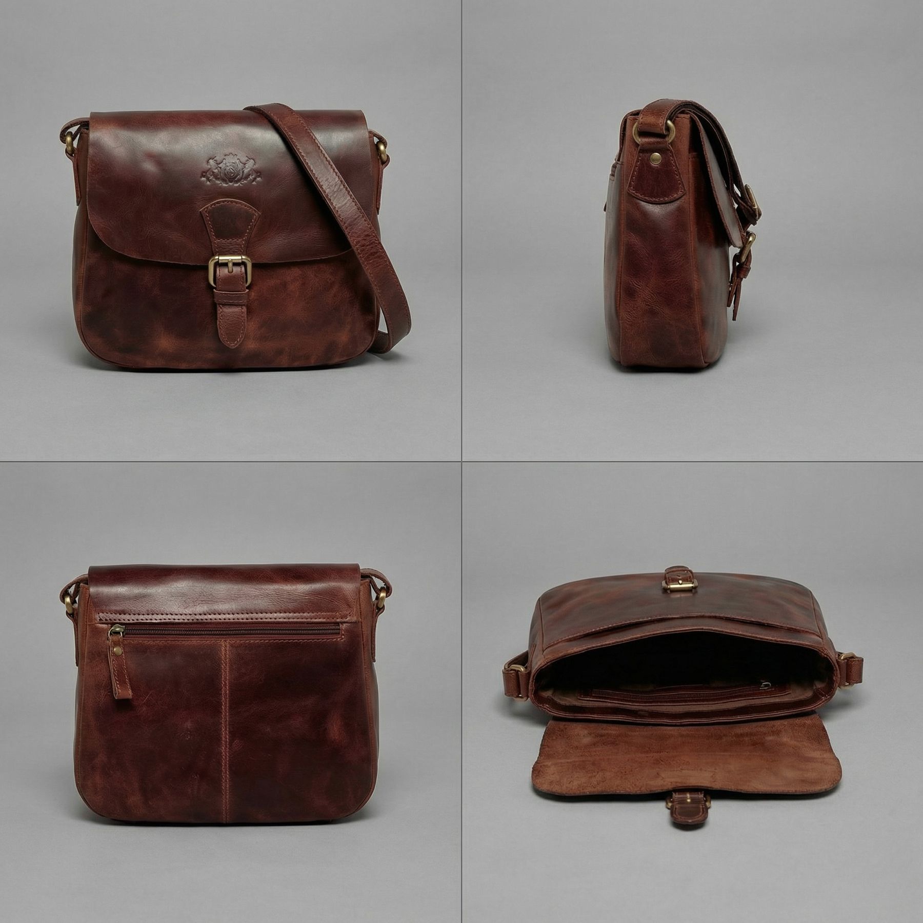 SID & VAIN Schultertasche YALE braun-cognac Angles #farbe_brown-Cognac