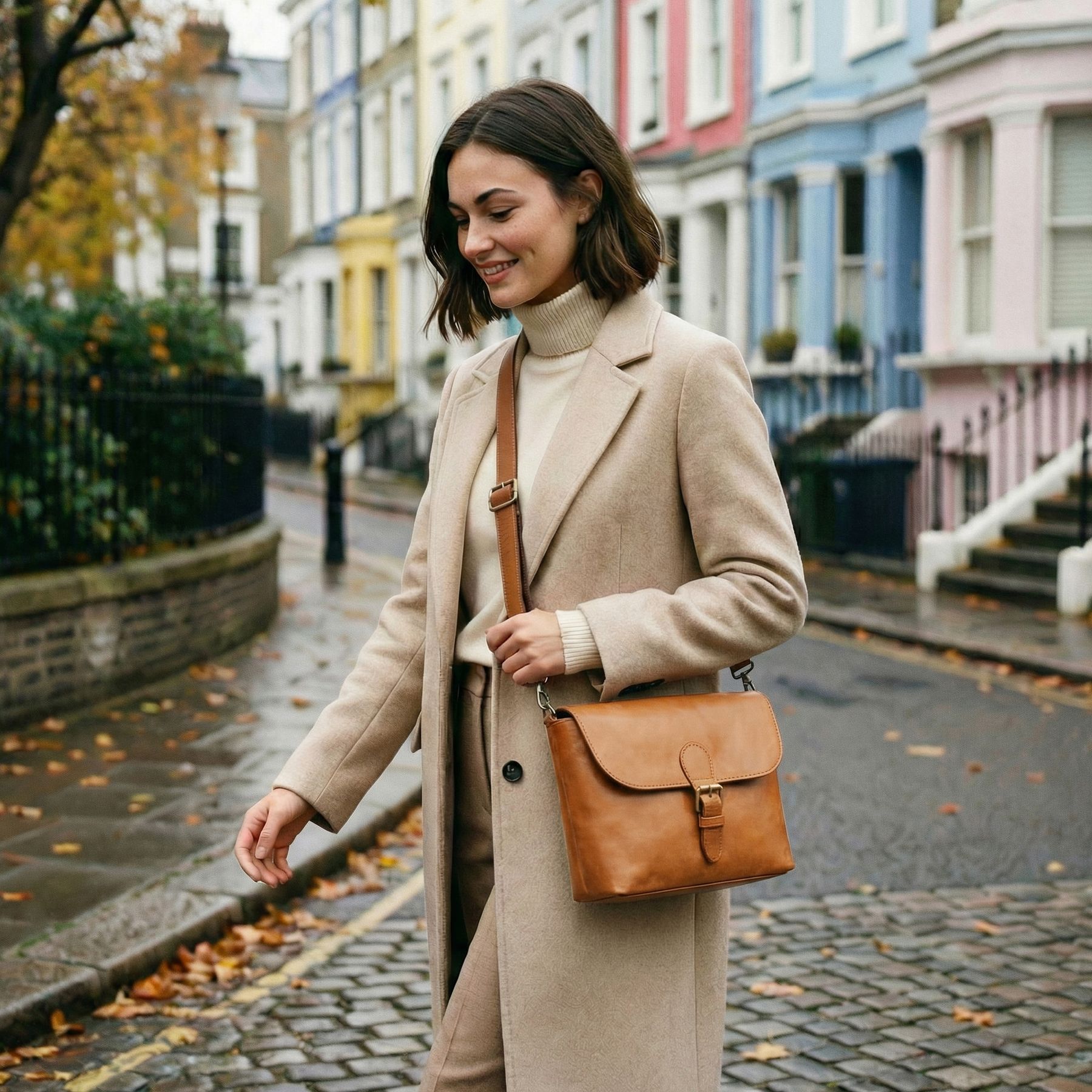 Umhängetasche YALE Natur-Leder Damen