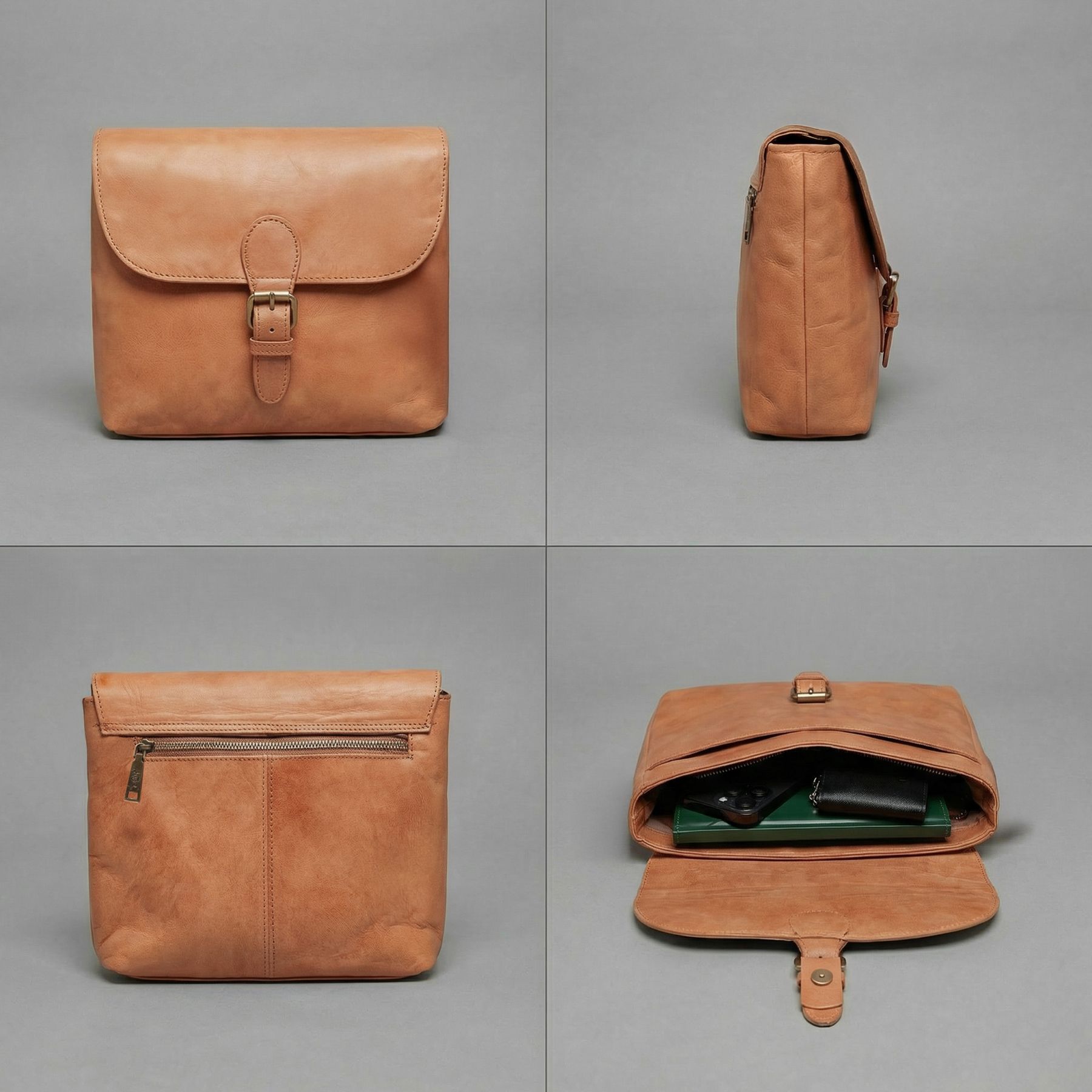 SID & VAIN Schultertasche YALE braun Angles #farbe_Cognac