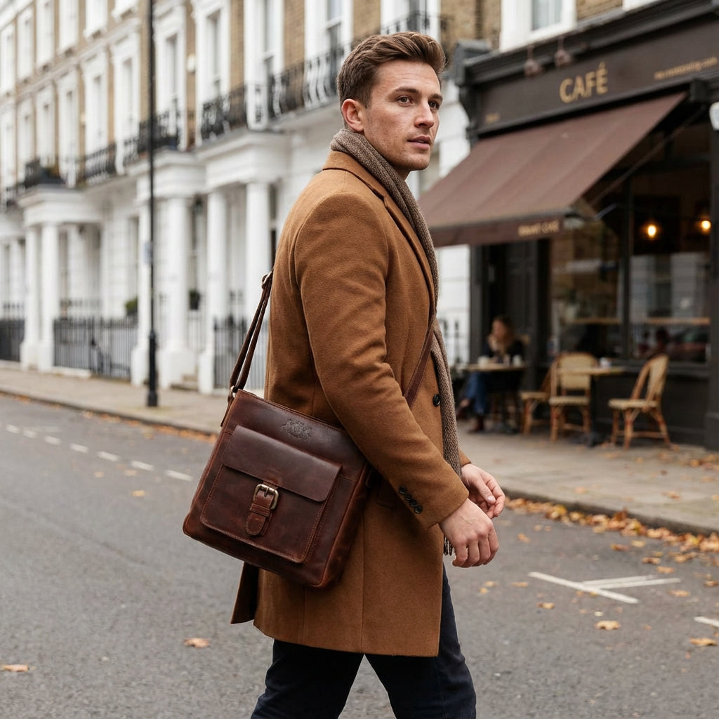 SID & VAIN Umhängetasche Leder klein YALE braun-cognac 13825