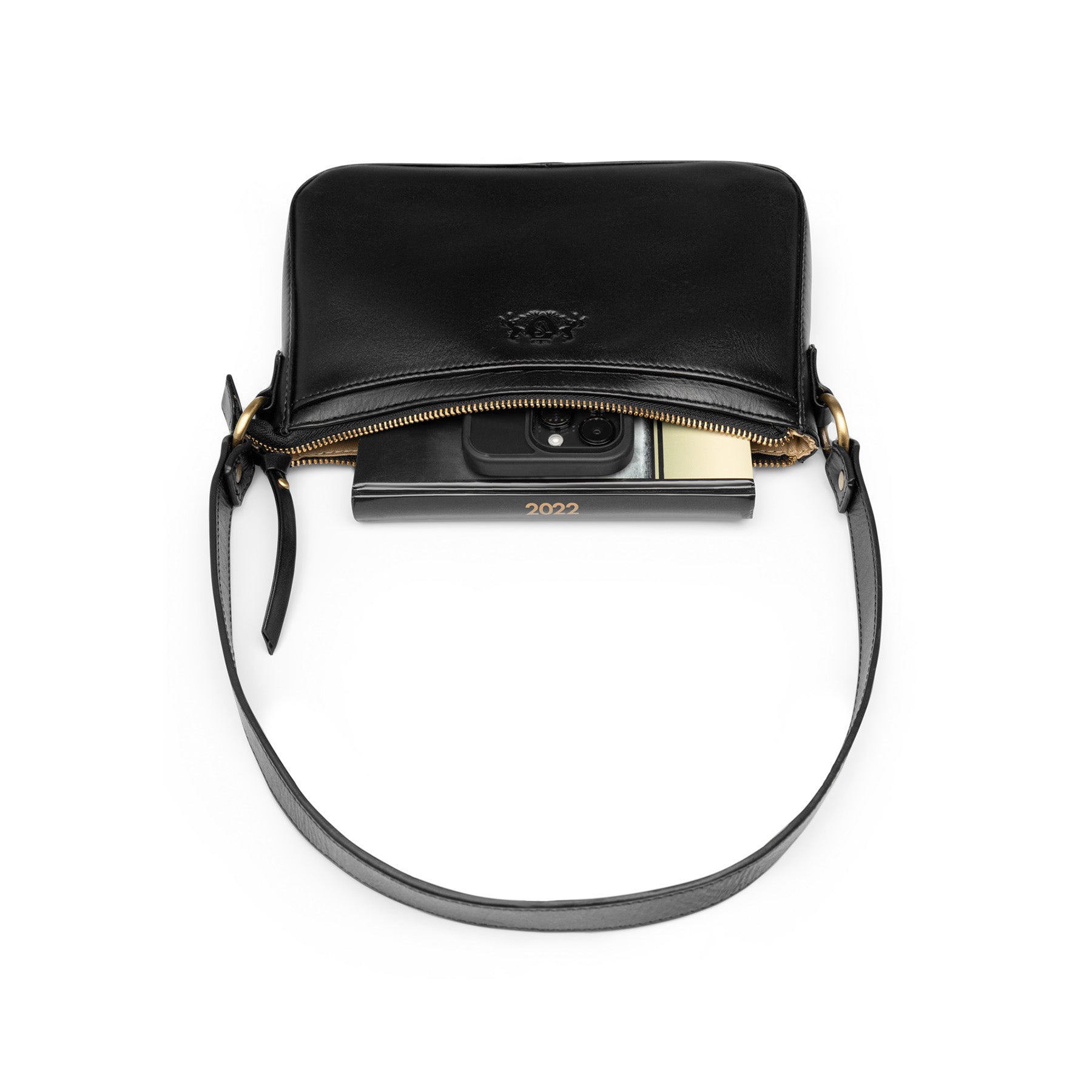 NIBY Schultertasche Glatt schwarz Oben