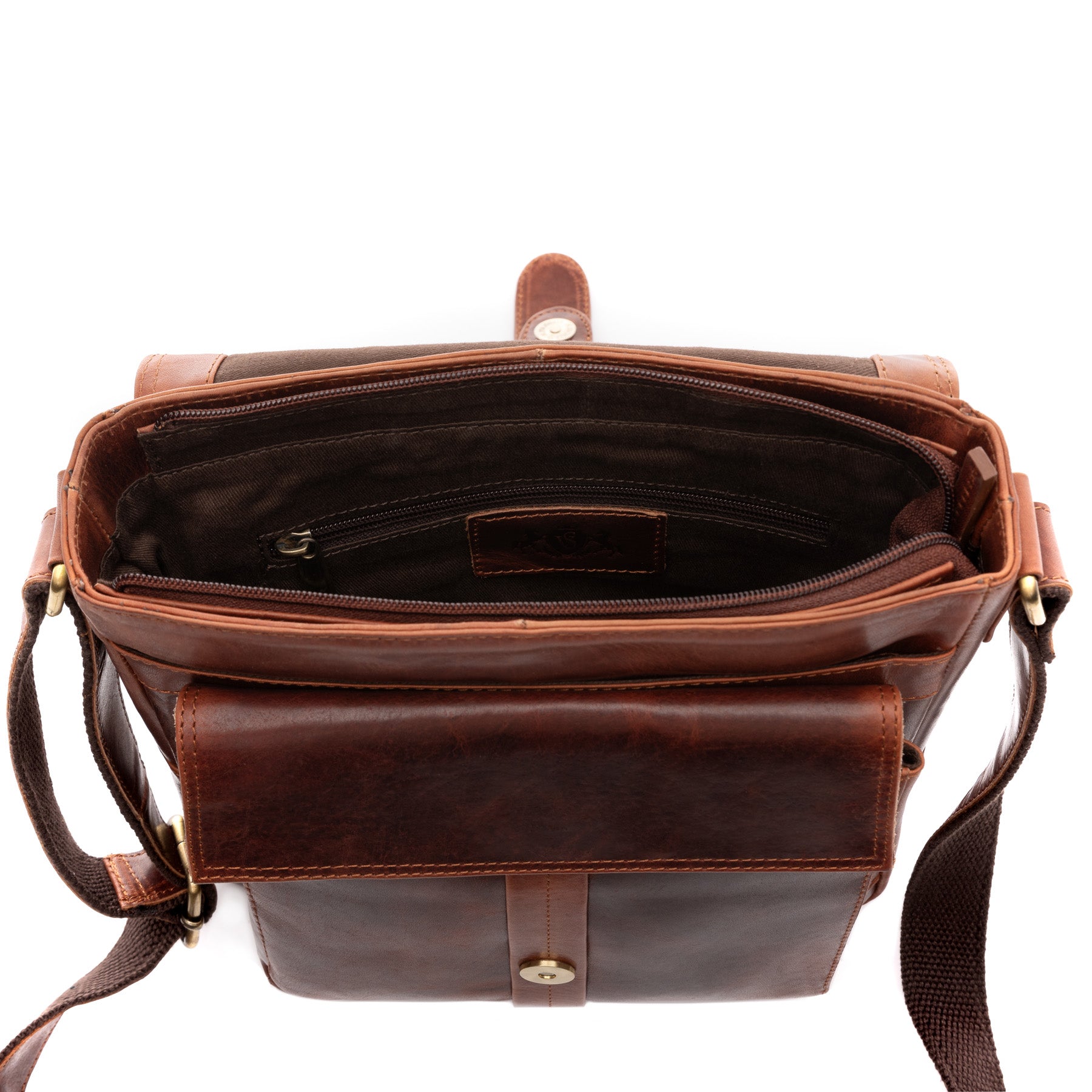 Schultertasche NICO Natur-Leder braun