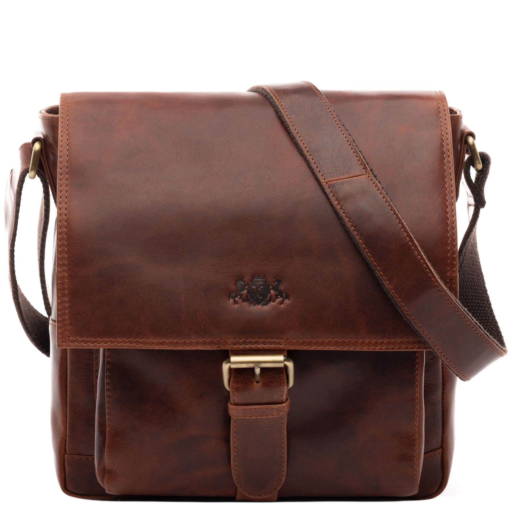 Schultertasche NICO Natur-Leder braun