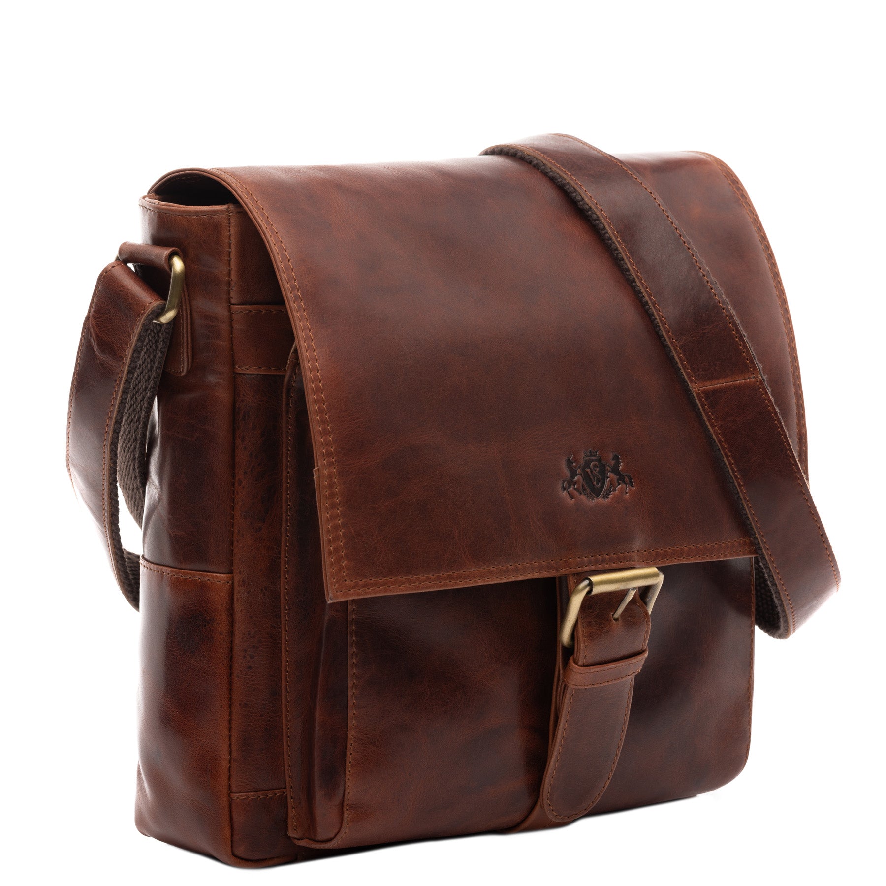 Schultertasche NICO Natur-Leder braun