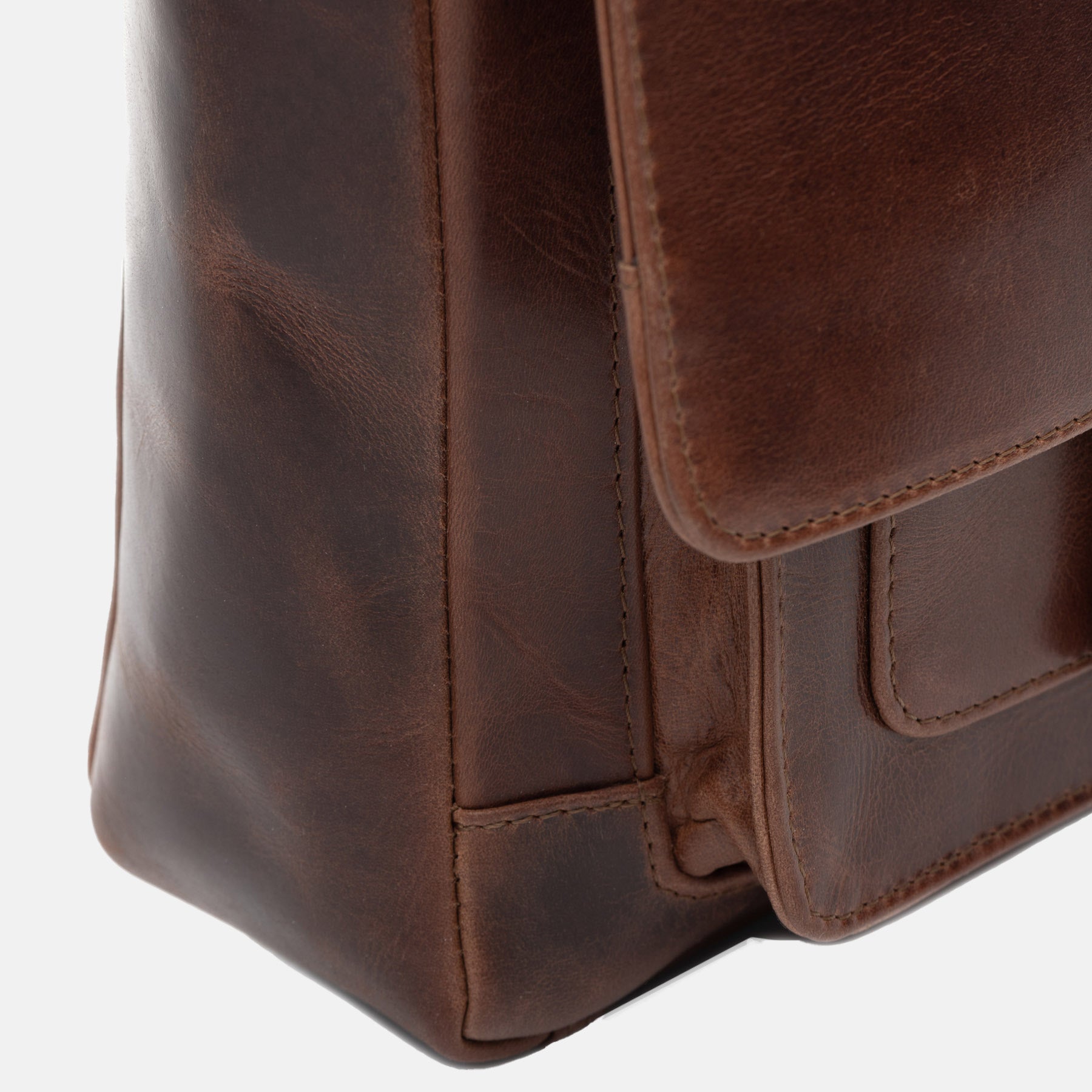 Schultertasche STOKED Natur-Leder braun