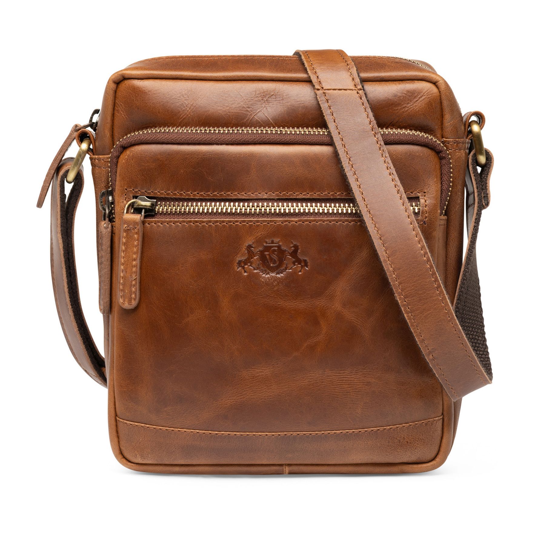 Schultertasche CLARK Natur-Leder braun
