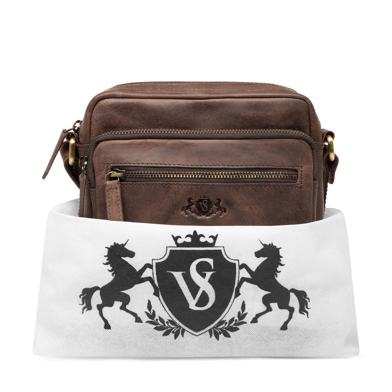 Schultertasche CLARK Natur-Leder braun