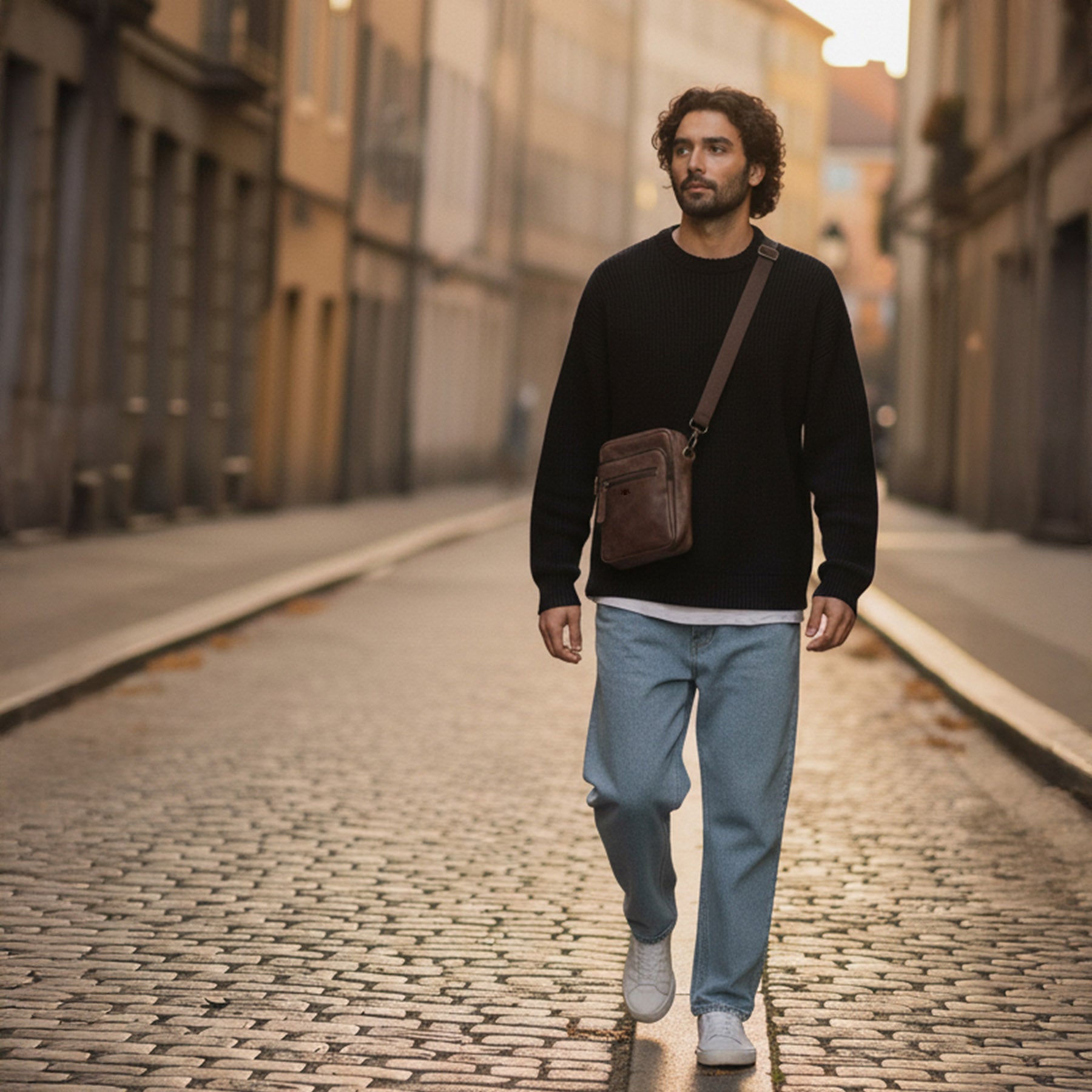 SID & VAIN Umhängetasche echt Leder Schultertasche Damen Herren Crossbody bag Ledertasche CLARK klein 50661