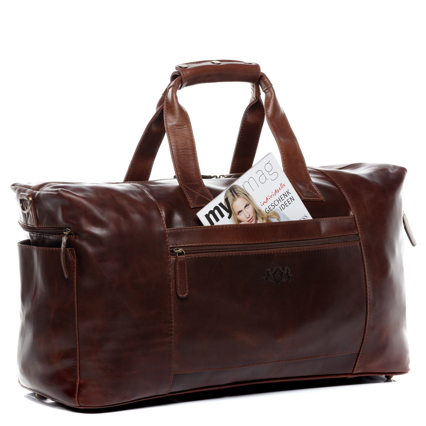 SID & VAIN Reisetasche Leder-removable-handle XL BRISTOL SIDE brown 32705