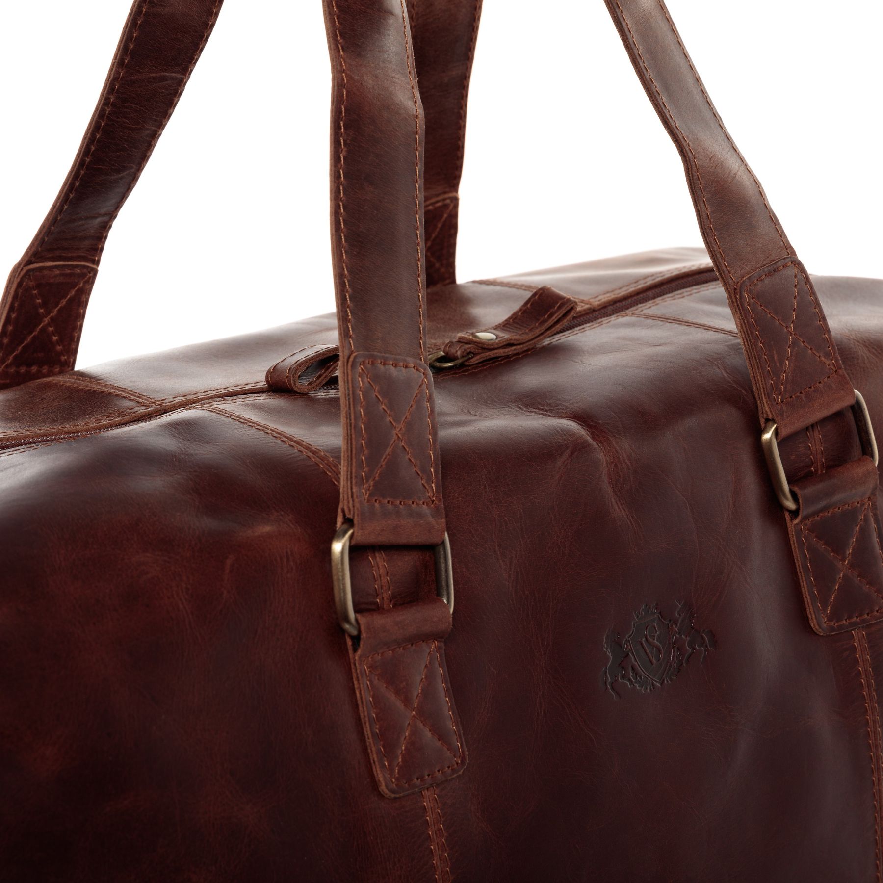 SID & VAIN Reisetasche Leder mit Hangtag YALE braun-cognac 15758
