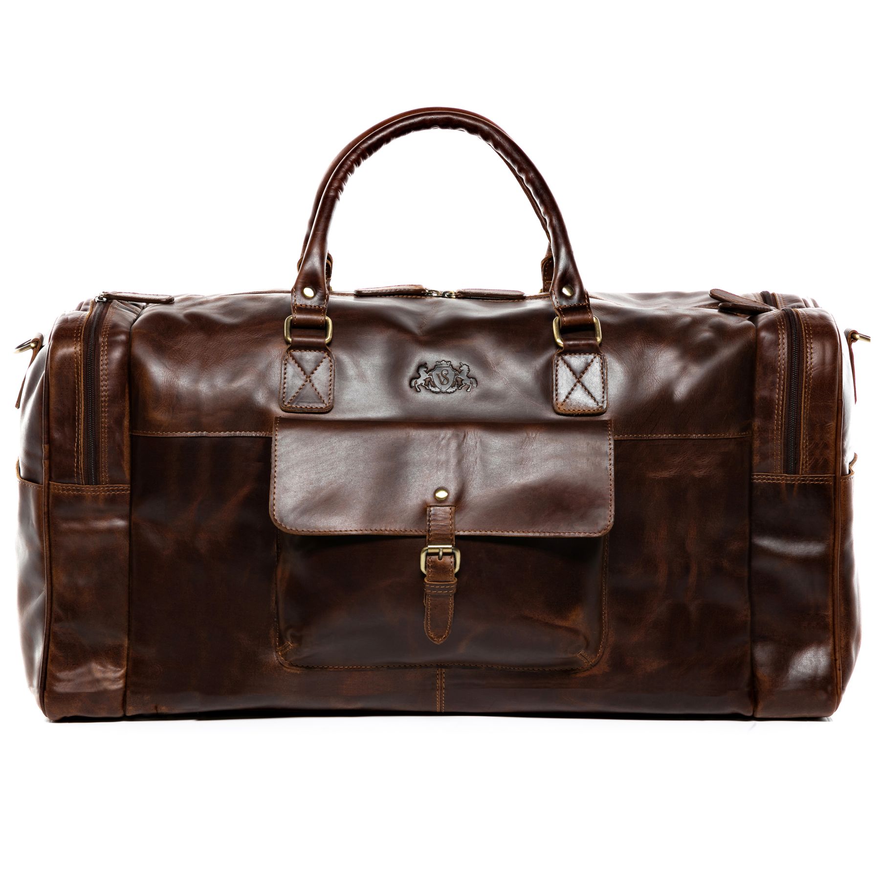 SID & VAIN Reisetasche Leder mit Schuhfach YALE braun-cognac 15302