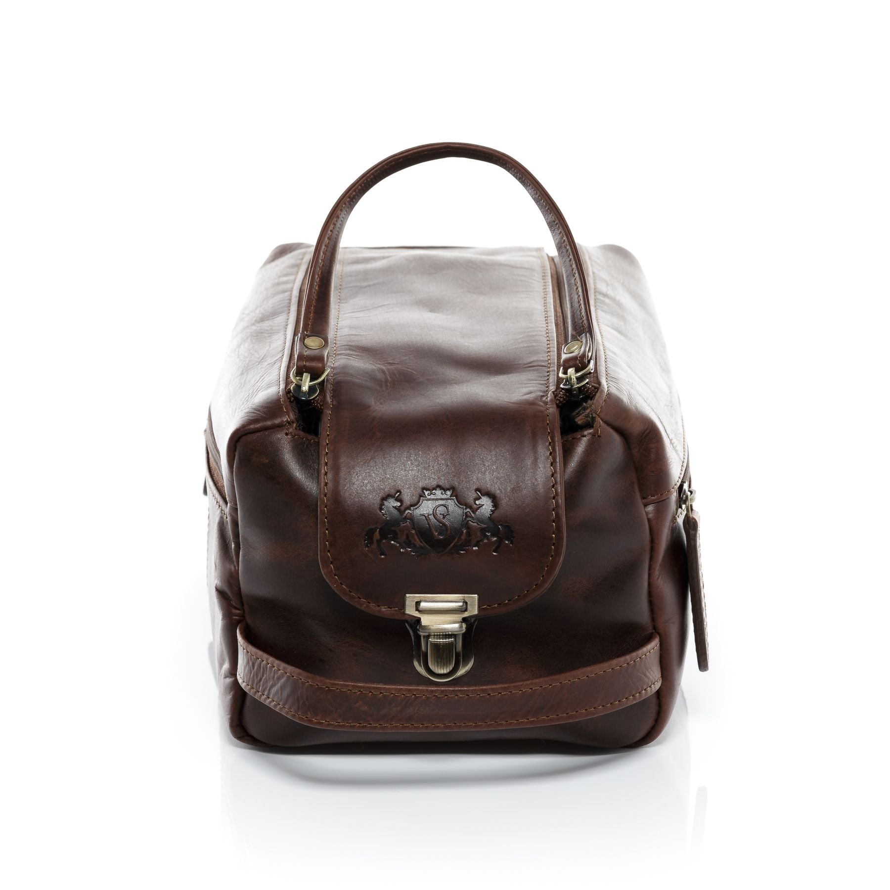 Produktbild frontal von Kulturbeutel aus Leder braun 1997