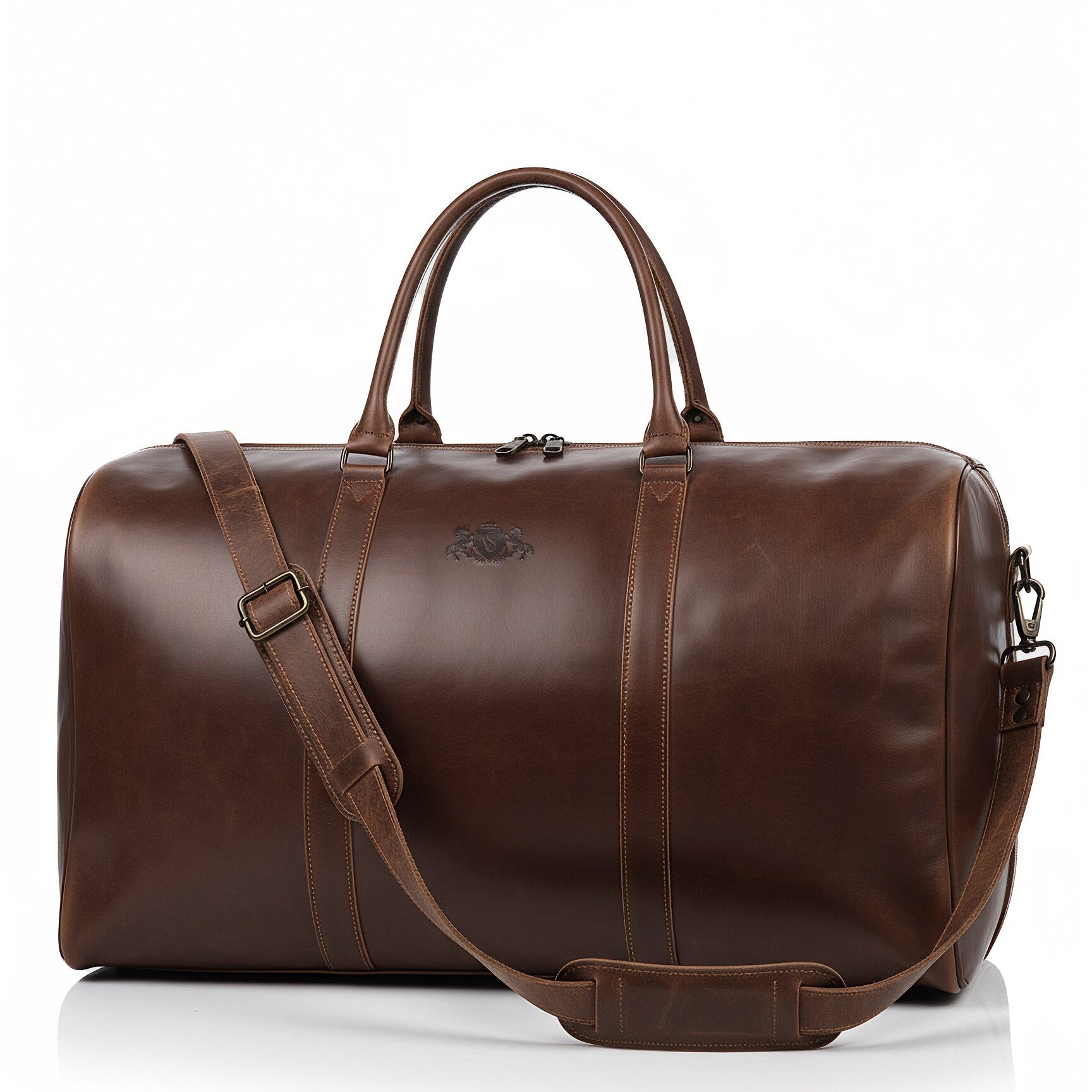 SID & VAIN Reisetasche groß Leder XXL CHESTER braun-cognac 4