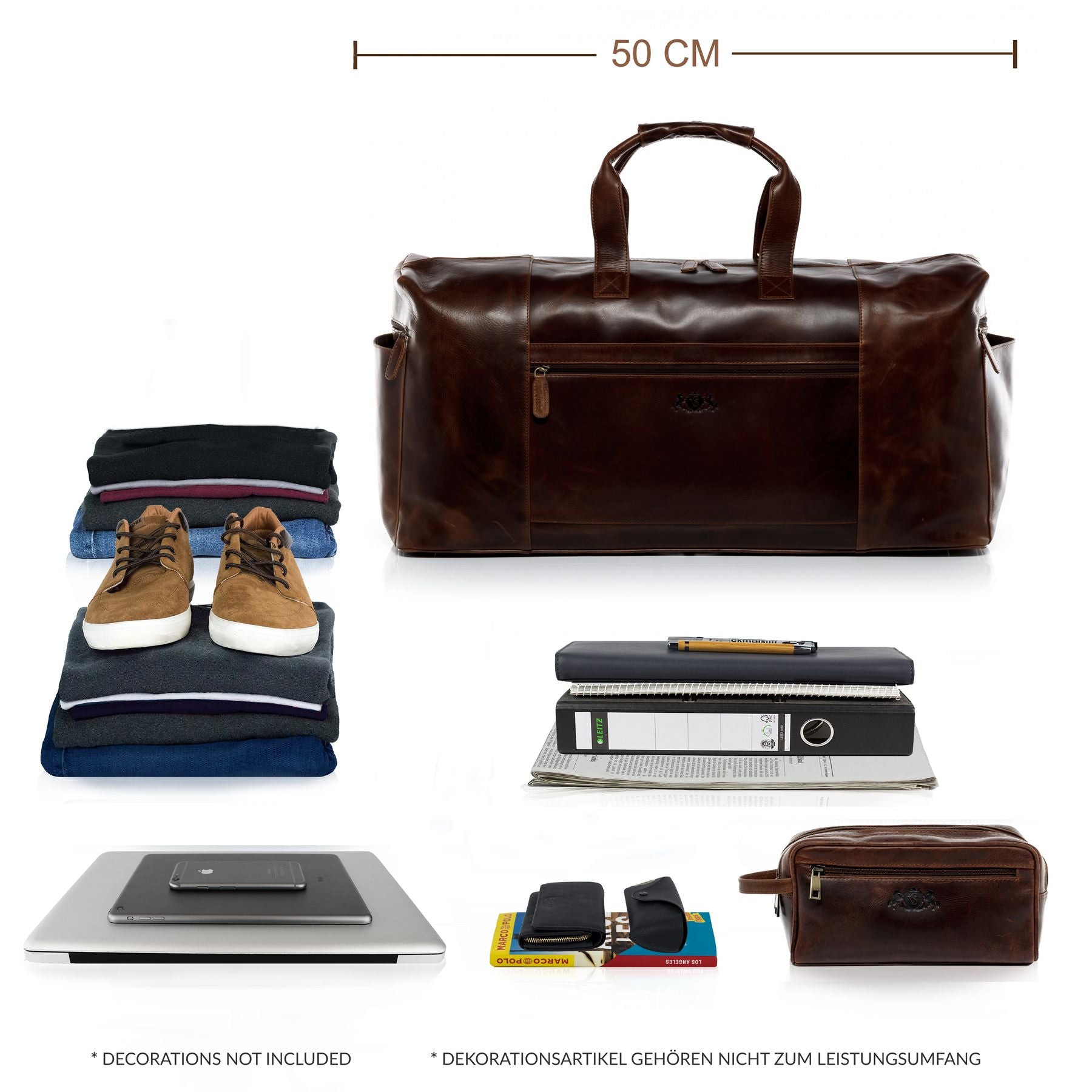SID & VAIN Reisetasche Leder XL BRISTOL XL-brown 15390