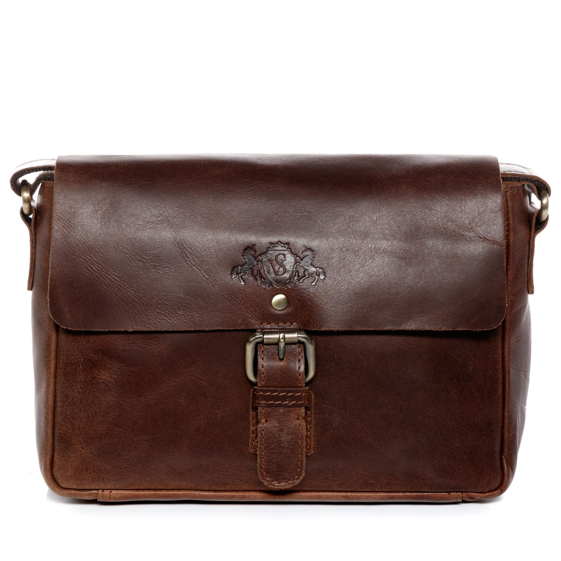 SID & VAIN Messenger Bag Leder klein YALE braun-cognac 13769