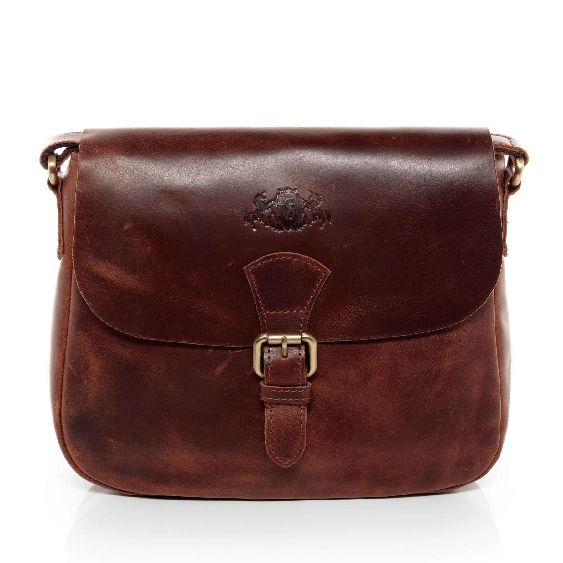 SID & VAIN Schultertasche Leder & Umhängetasche Leder YALE braun-cognac 13824