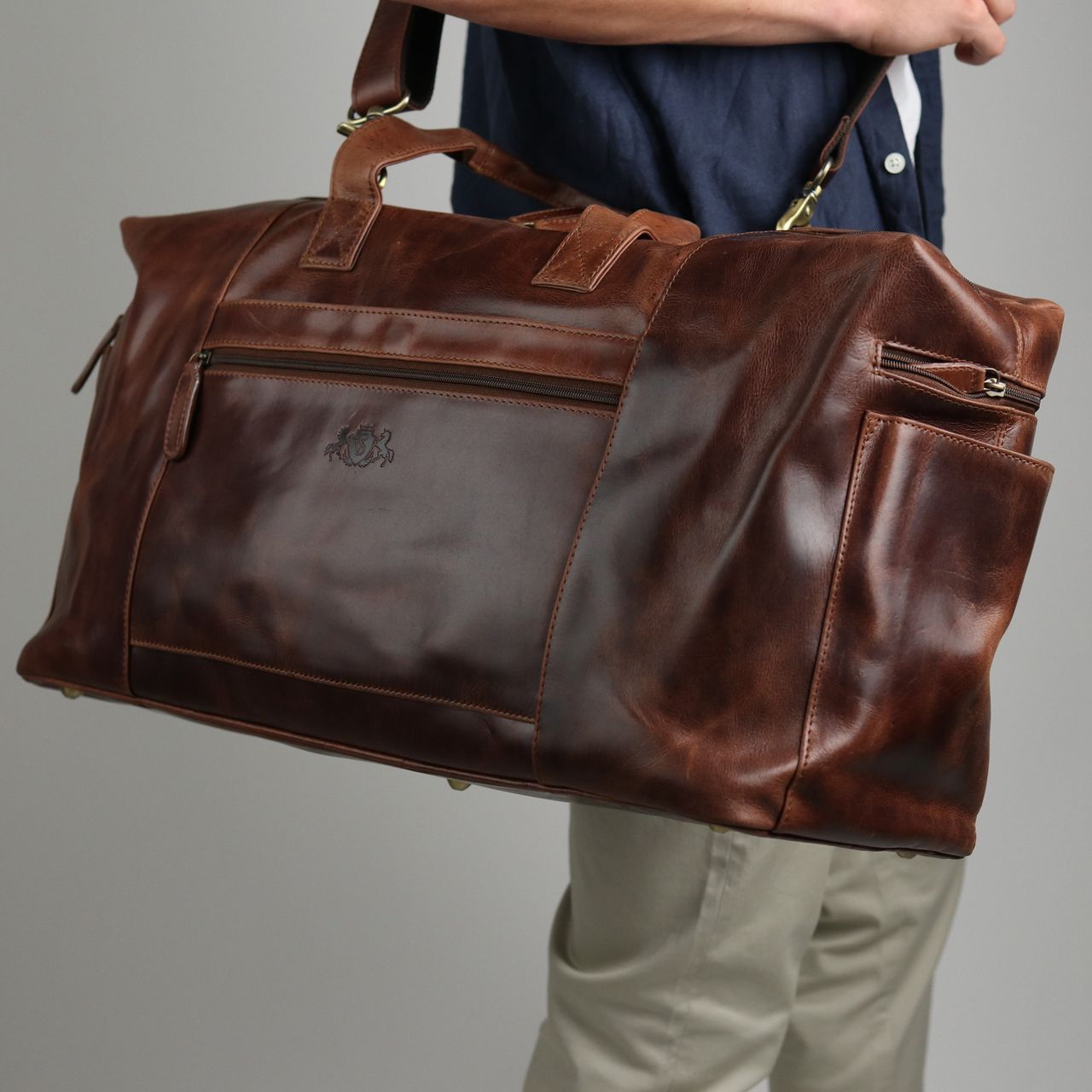 Travel bag BRISTOL natural leather brown-cognac