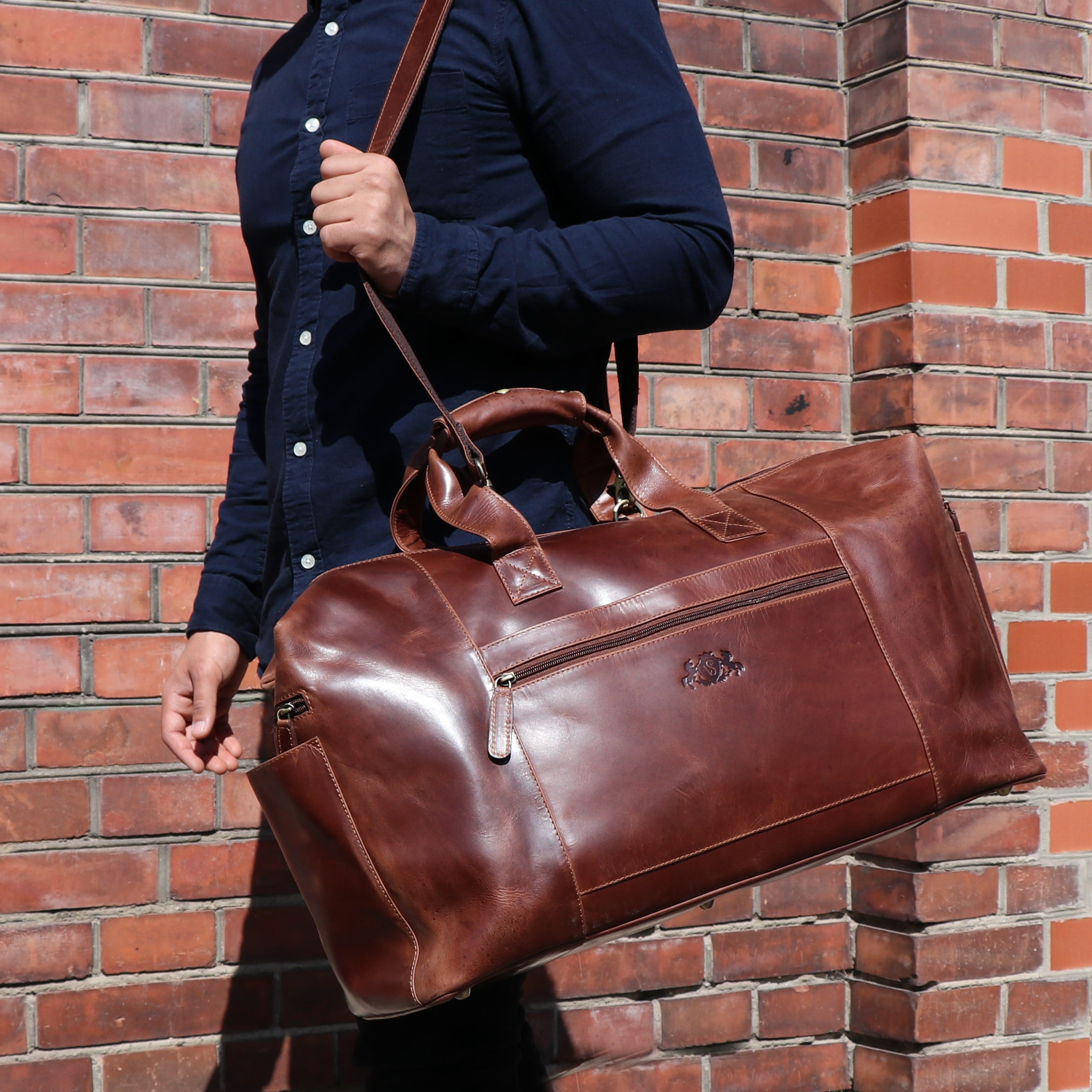 XL Reisetasche BRISTOL Naturleder braun-cognac