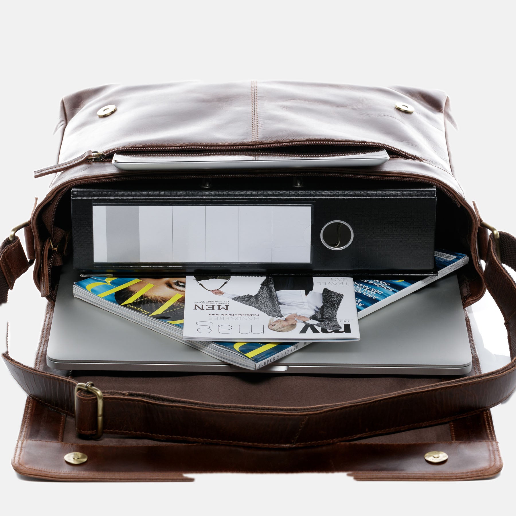 Messenger Bag SPENCER Naturleder braun-cognac