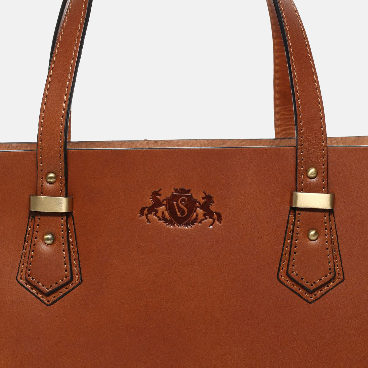 Handtasche TRISH Sattelleder hellbraun-cognac