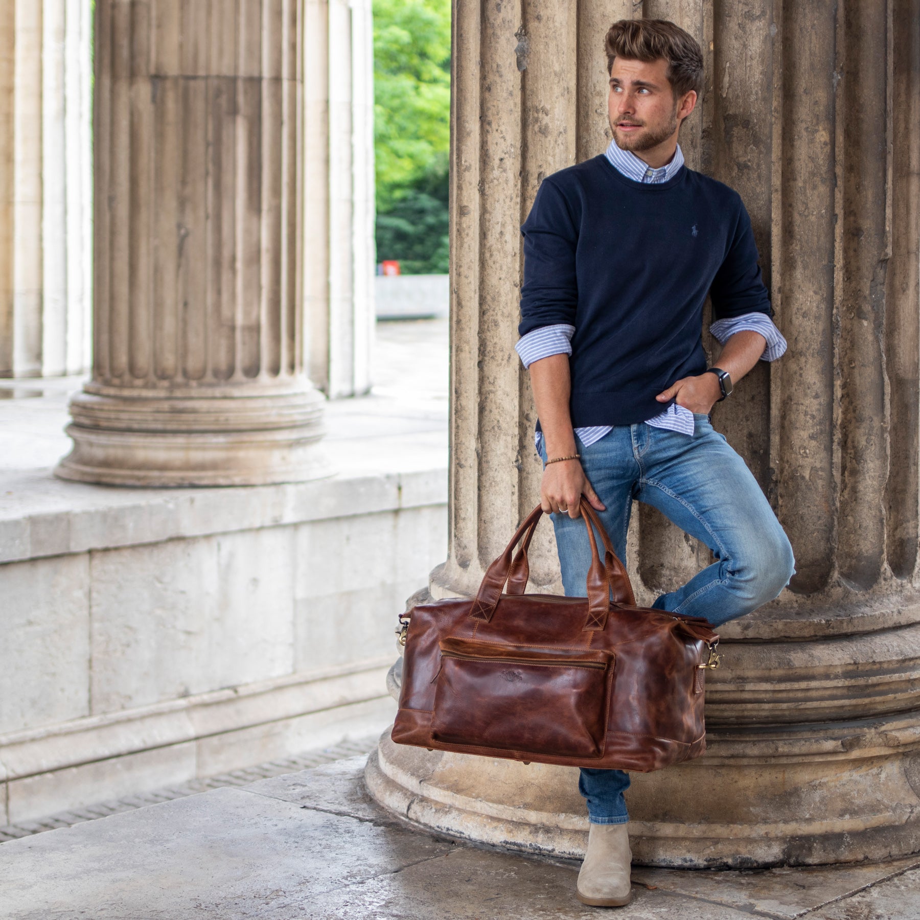 Weekender BRIXTON Natur-Leder braun