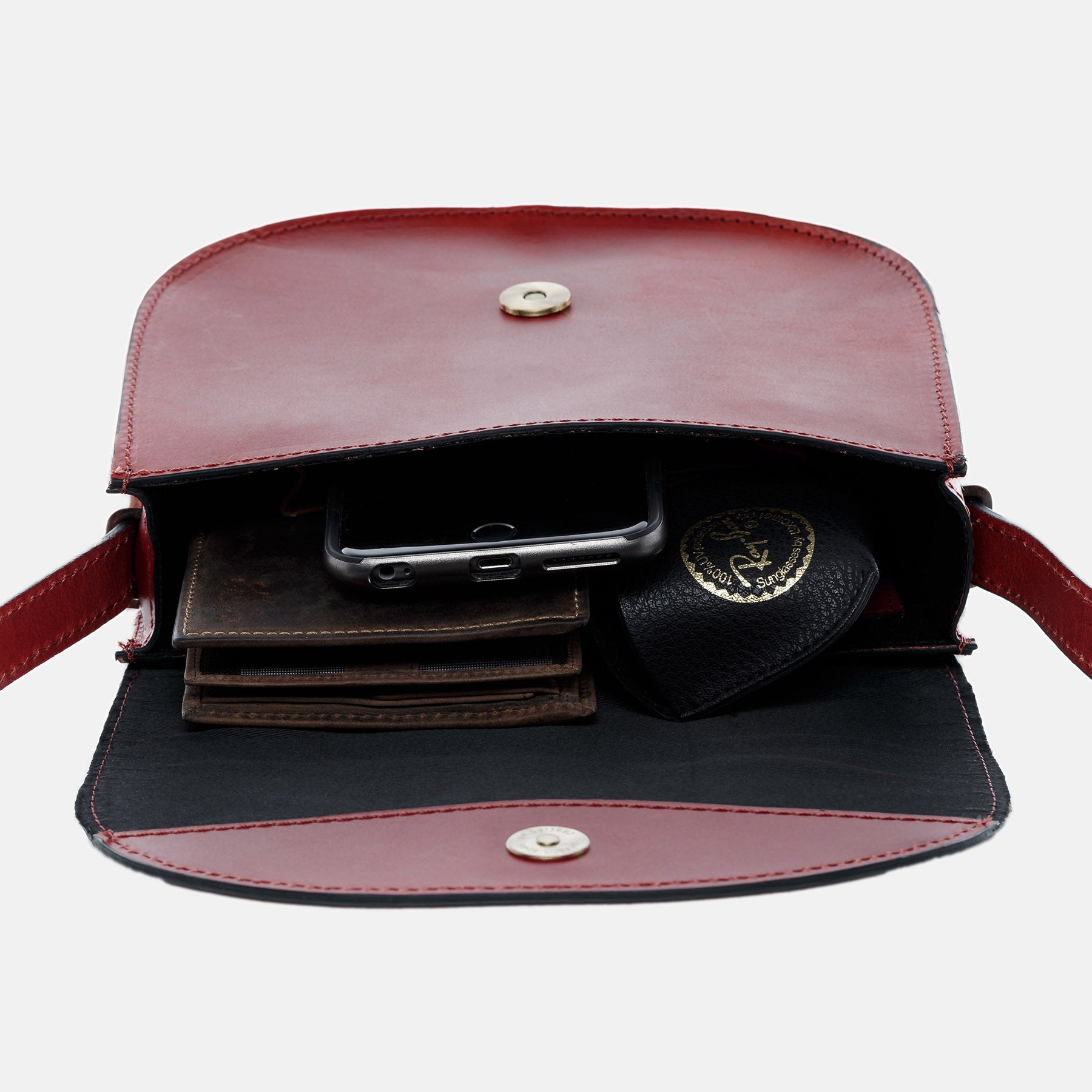 Shoulder bag TRISH saddle leather red