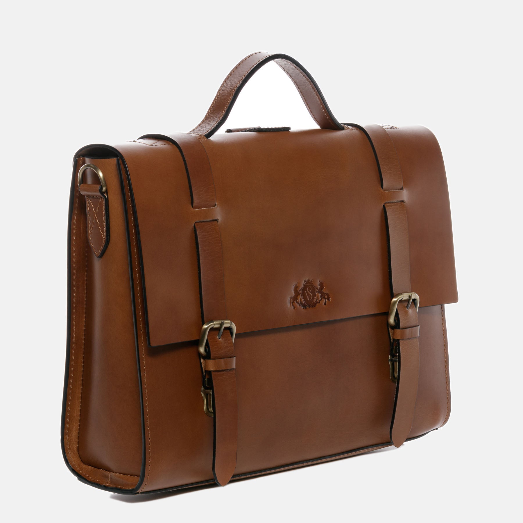 Aktentasche BOSTON DUO Sattelleder hellbraun-cognac