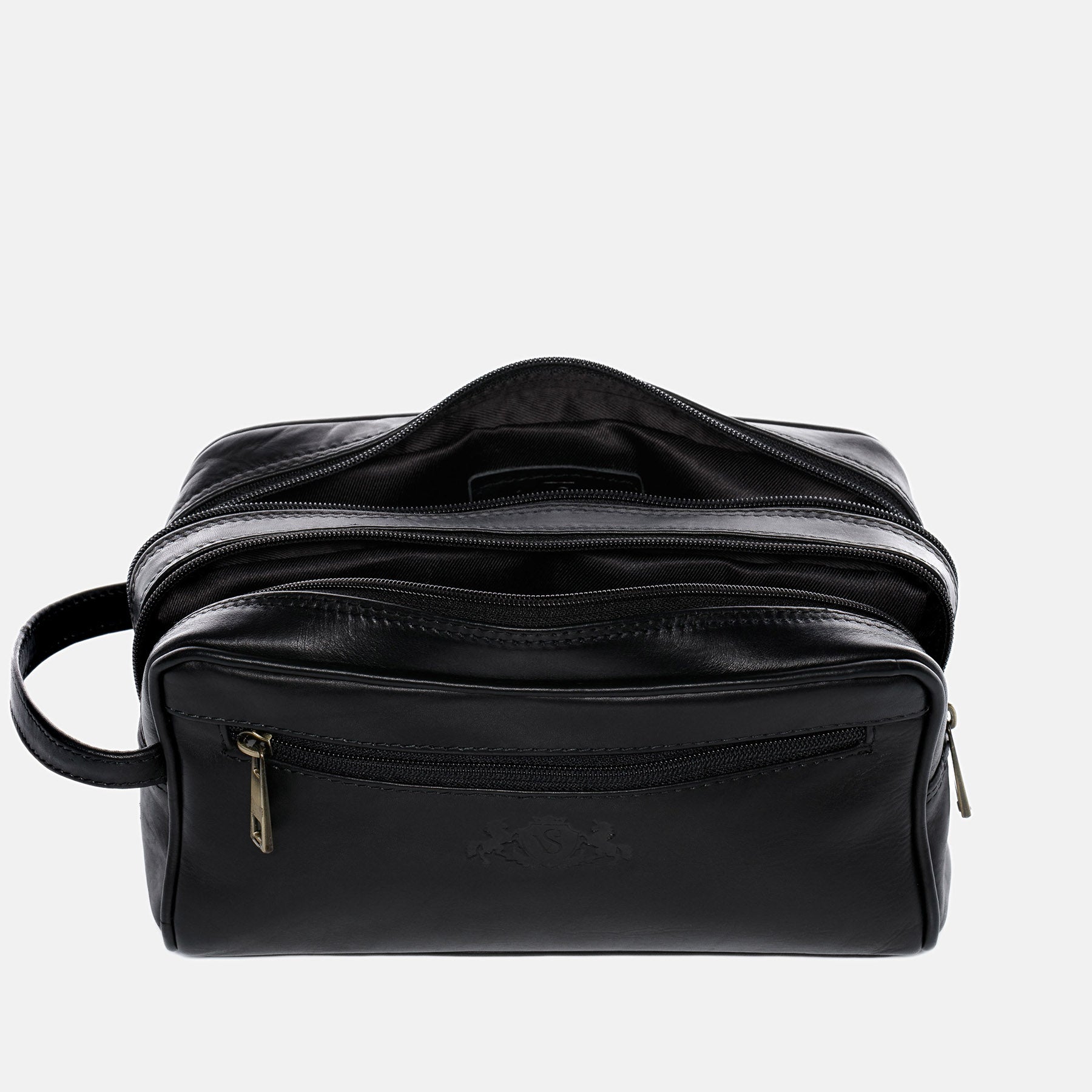 Kulturbeutel GATWICK Glattleder schwarz