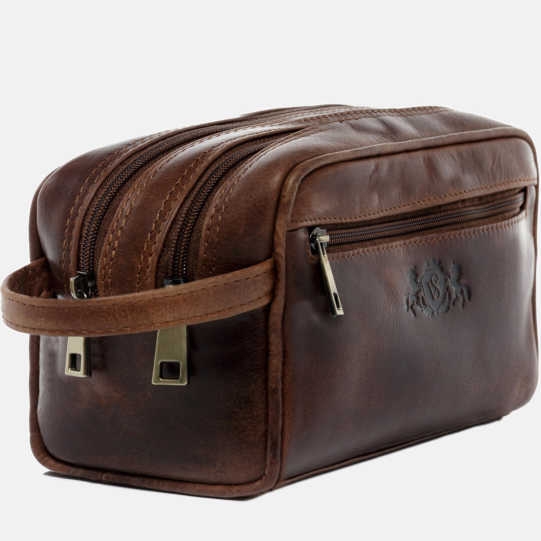 Kulturbeutel GATWICK Natur-Leder braun